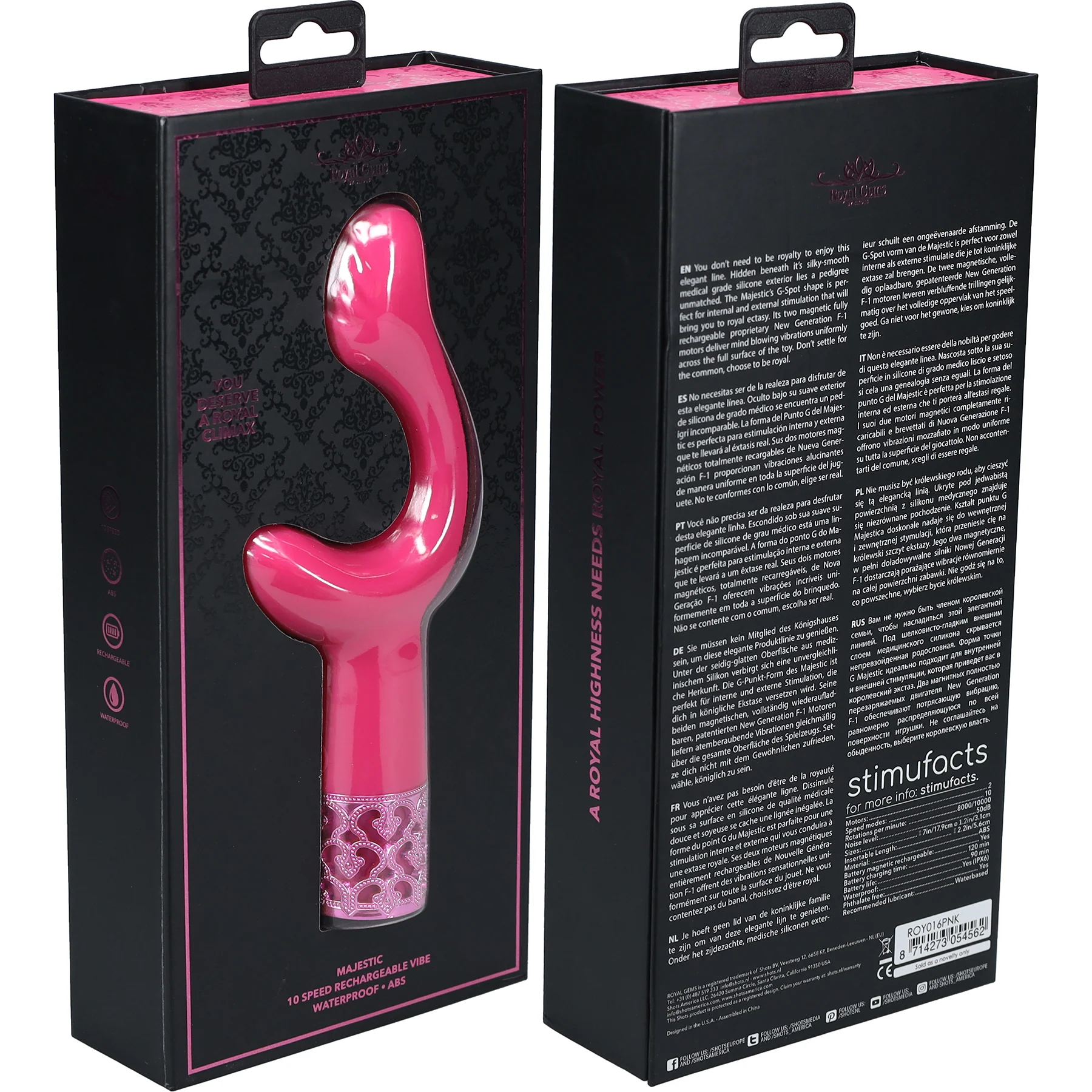 Royal Gems Majestic Rechargeable Silicone 10 Speed Dual Stimulation Vibrator - Image 9