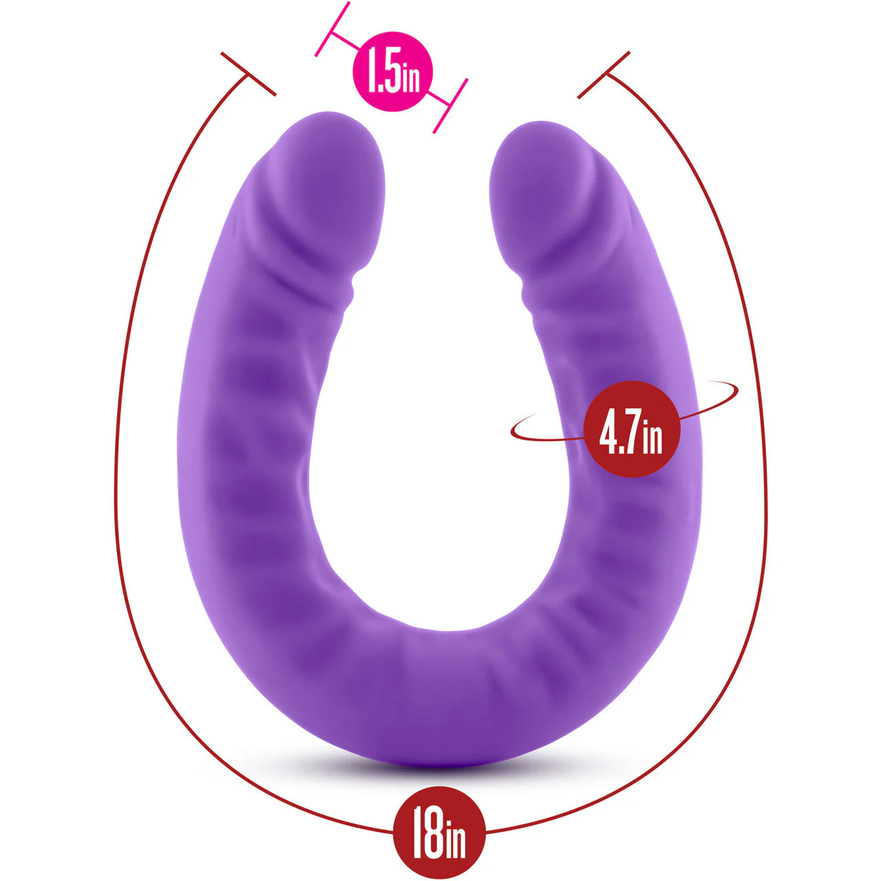 Ruse 18 inch Silicone Slim Double Dong by Blush Novelties - Purple - Image 5