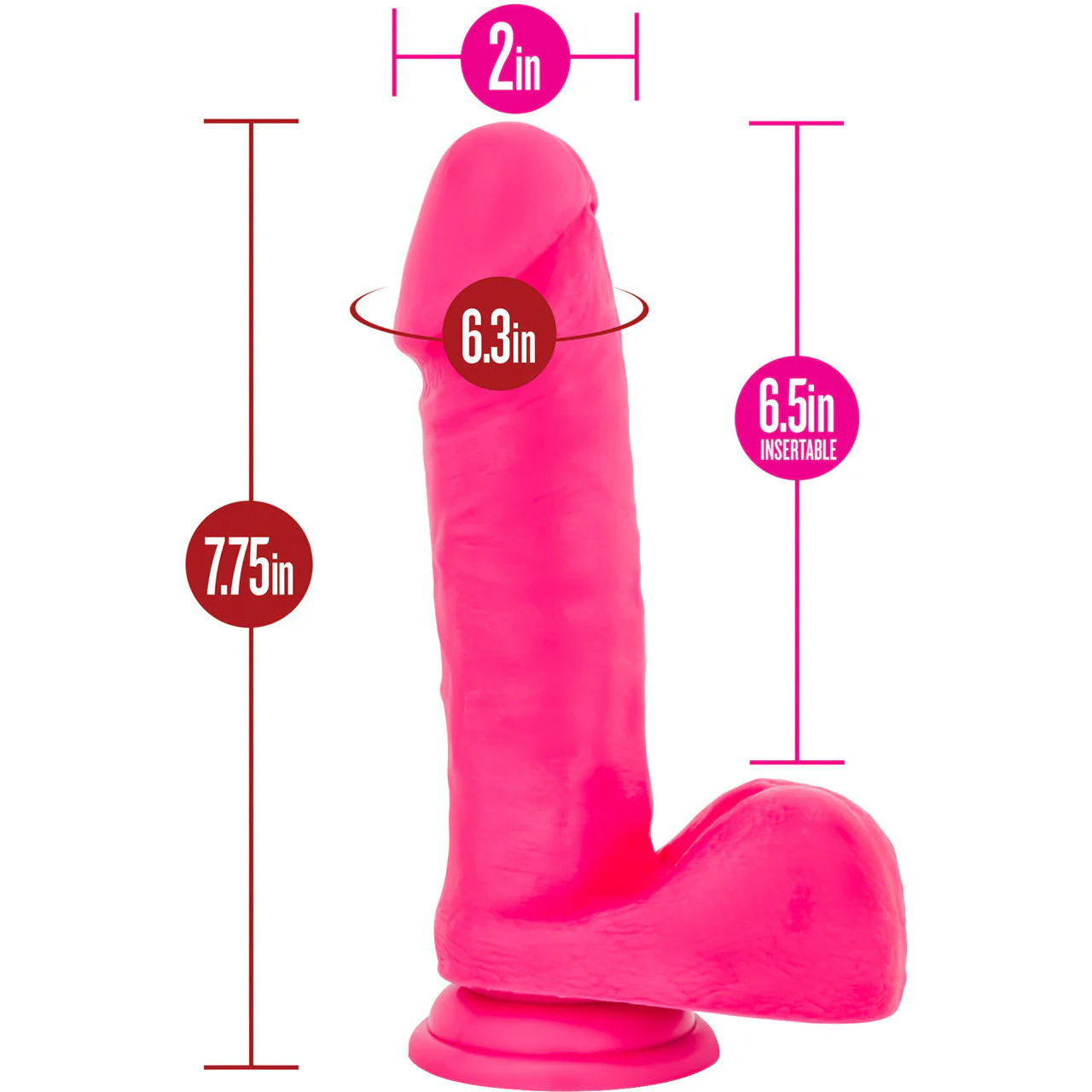 Ruse Big Poppa Silicone Suction Cup Dildo by Blush Novelties - Hot Pink - Image 2