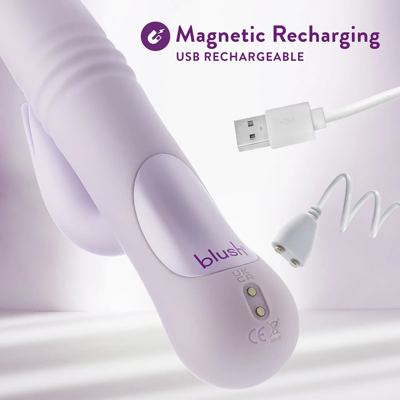 Rylee Rechargeable Waterproof Silicone Thrusting Rabbit Vibrator By Blush - Lavender - Image 10