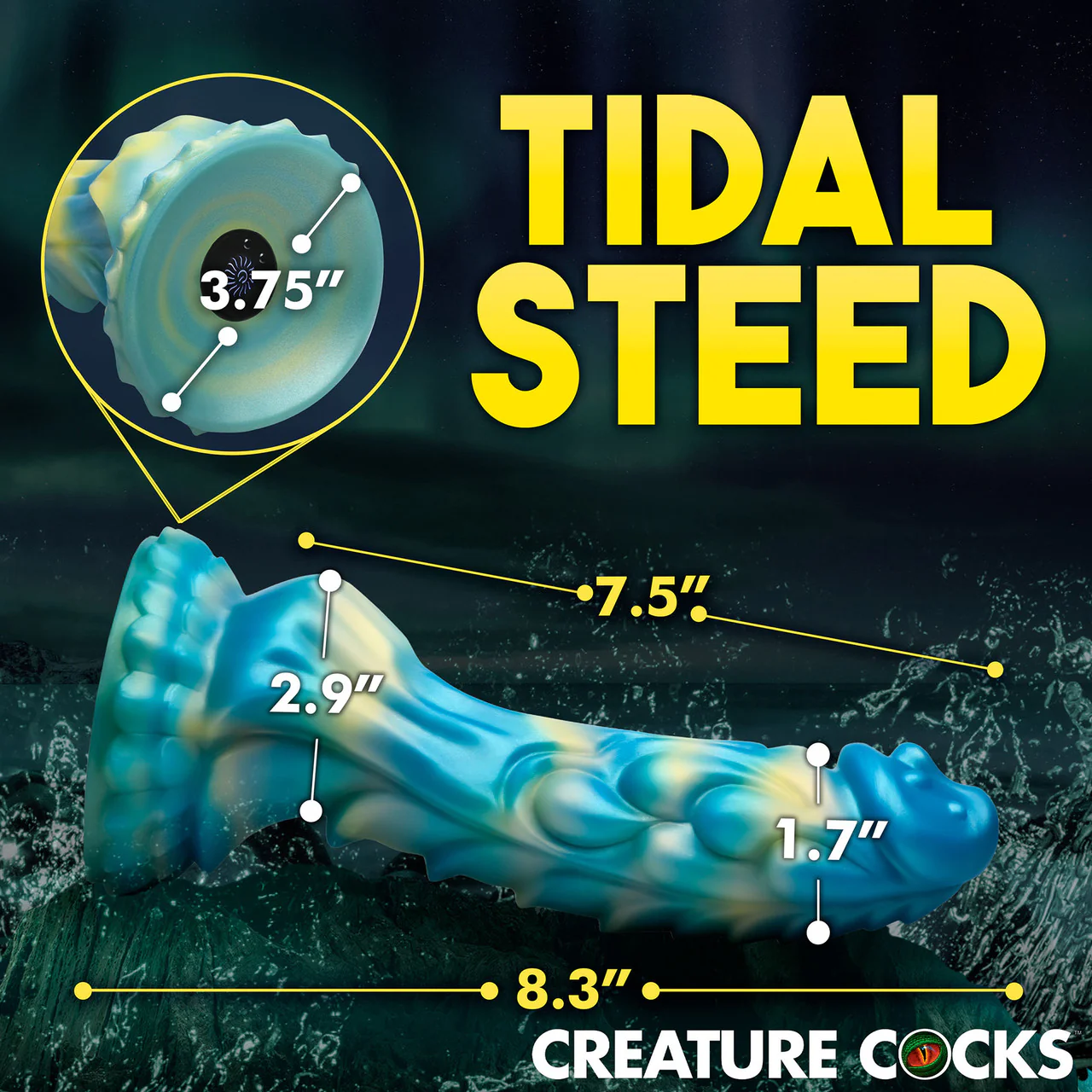 Sea Stallion 8.25" Rechargeable Vibrating Silicone Suction Cup Dildo With Remote By Creature Cocks - Image 11