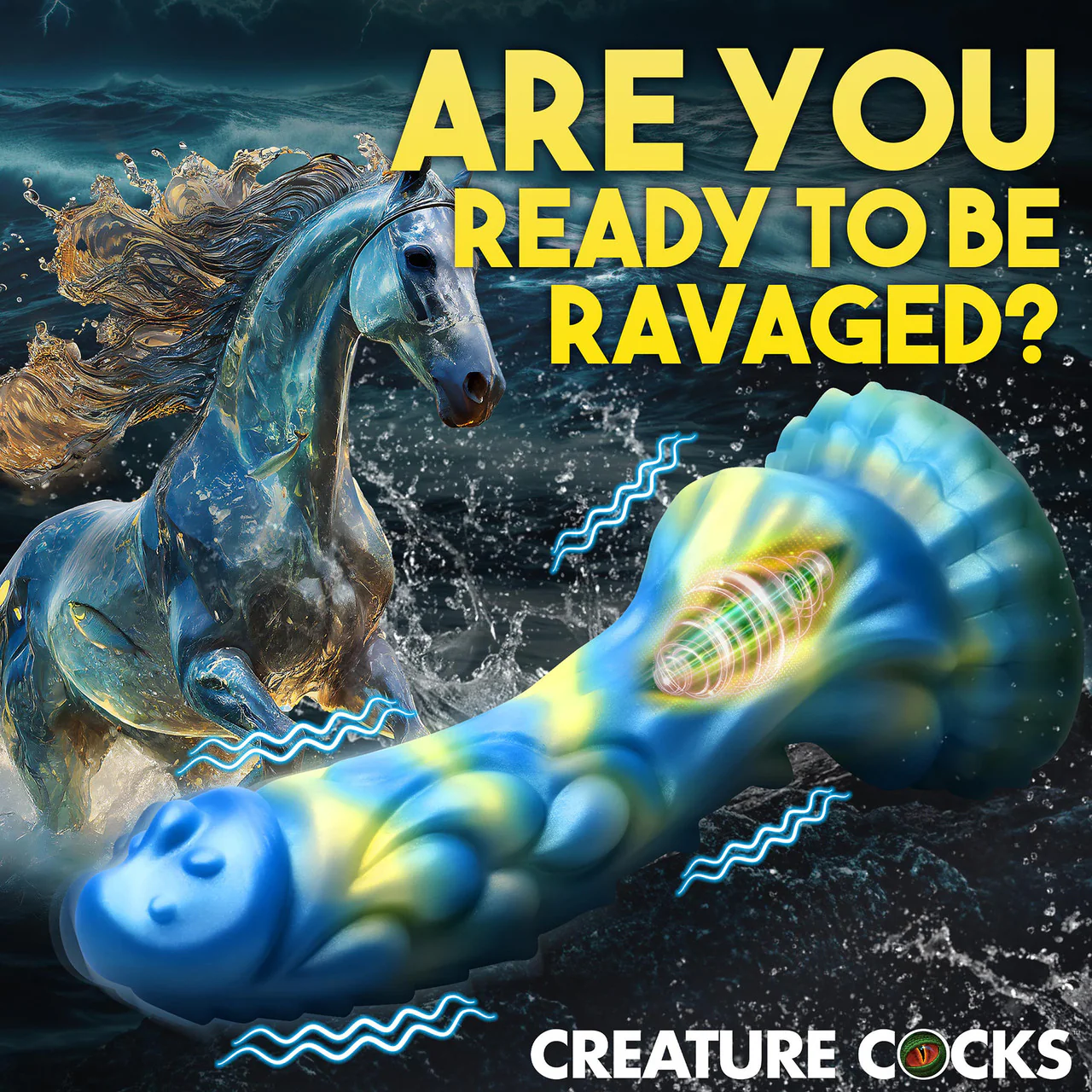 Sea Stallion 8.25" Rechargeable Vibrating Silicone Suction Cup Dildo With Remote By Creature Cocks - Image 8