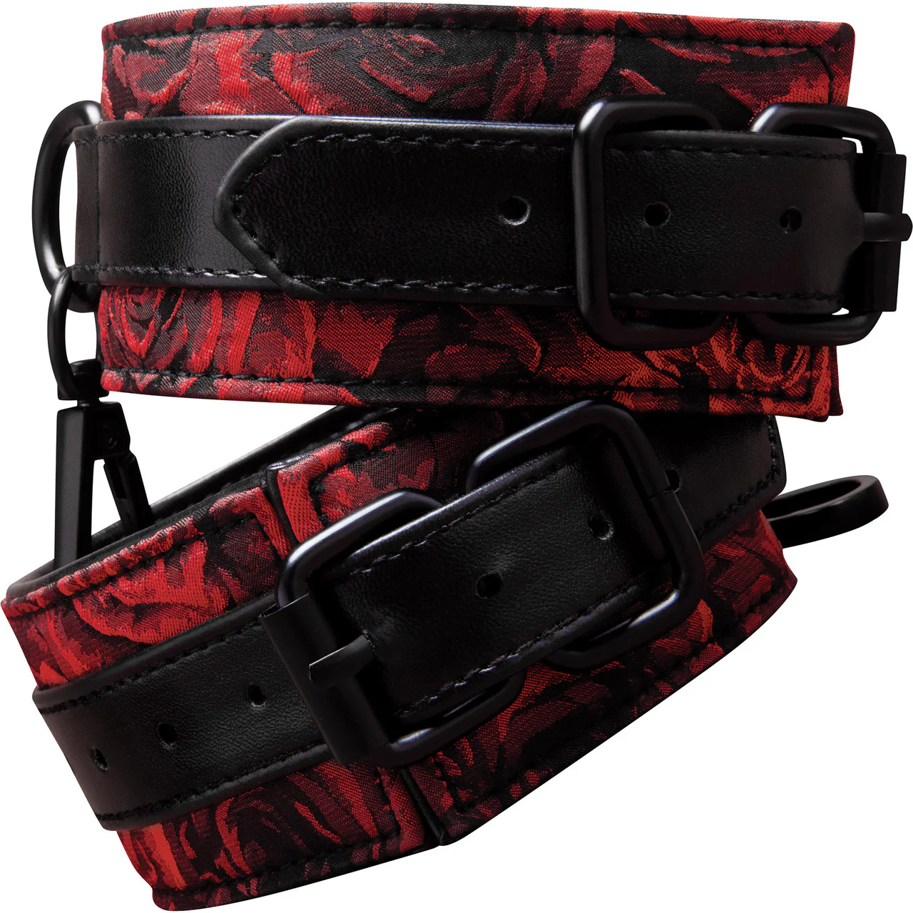 Secret Kisses Rosegasm Faux Leather Adjustable Buckle Handcuffs With Blindfold - Image 2