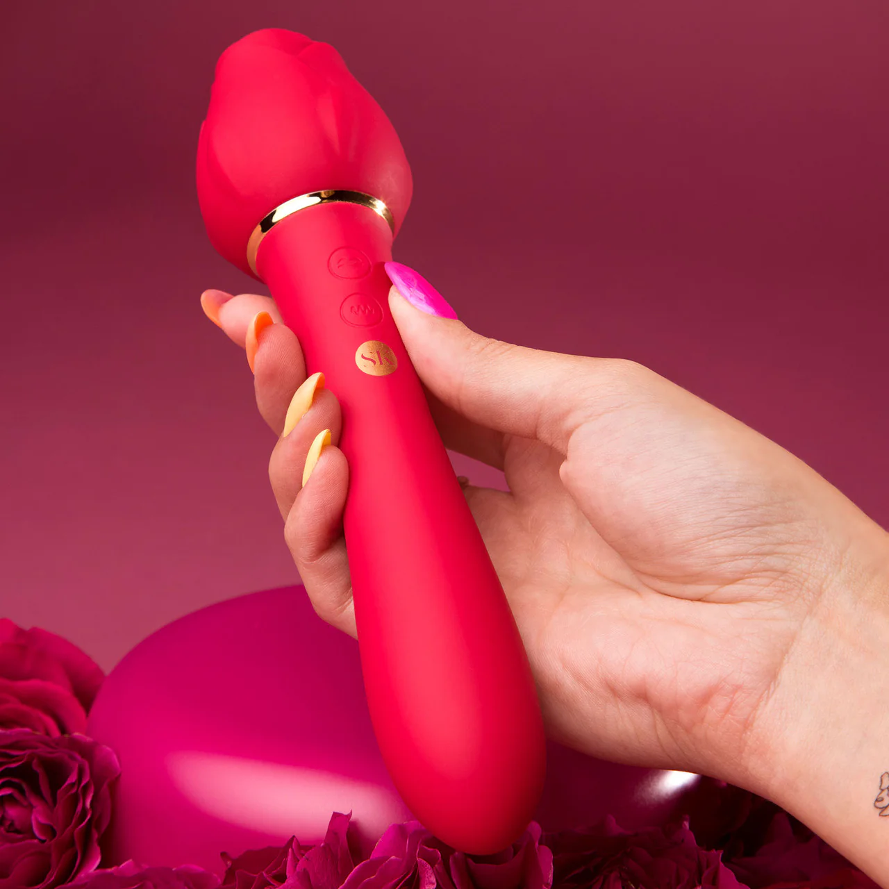 Secret Kisses Rosegasm Lingo Rechargeable Silicone Double Ended Licking Vibrator - Image 3