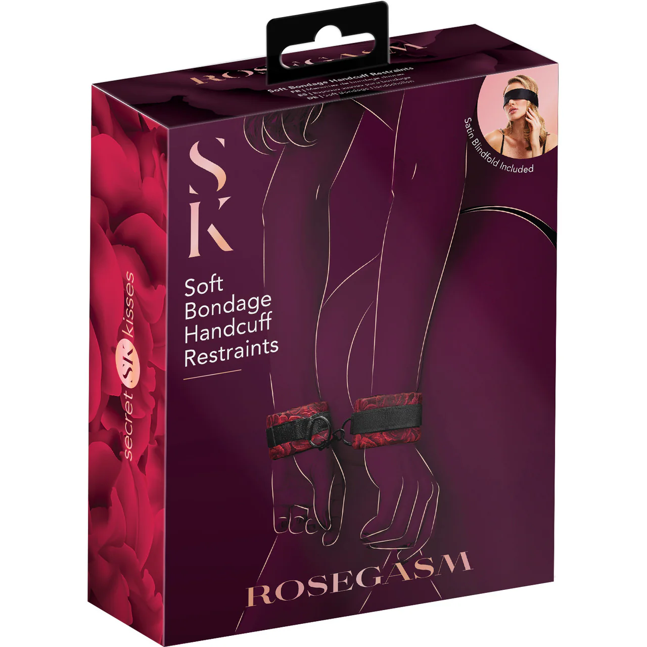 Secret Kisses Rosegasm Soft Bondage Handcuff Restraints With Blindfold - Image 3