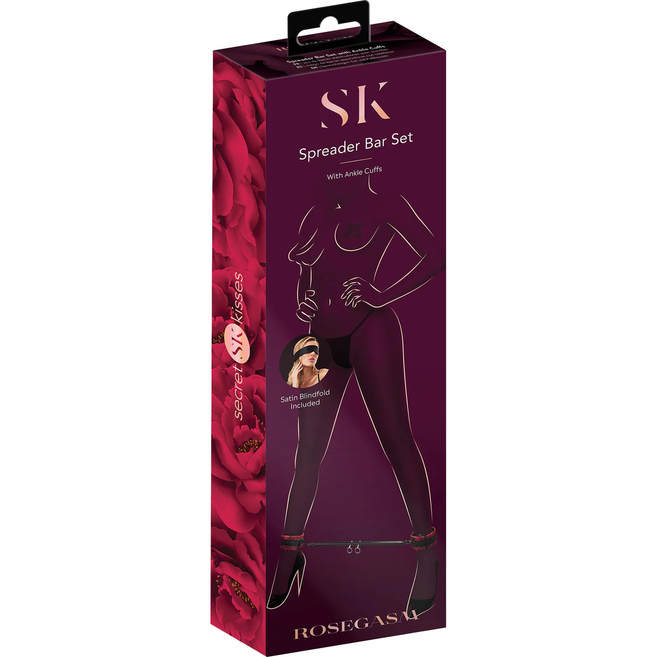 Secret Kisses Rosegasm Spreader Bar With Ankle Cuffs & Blindfold - Image 2