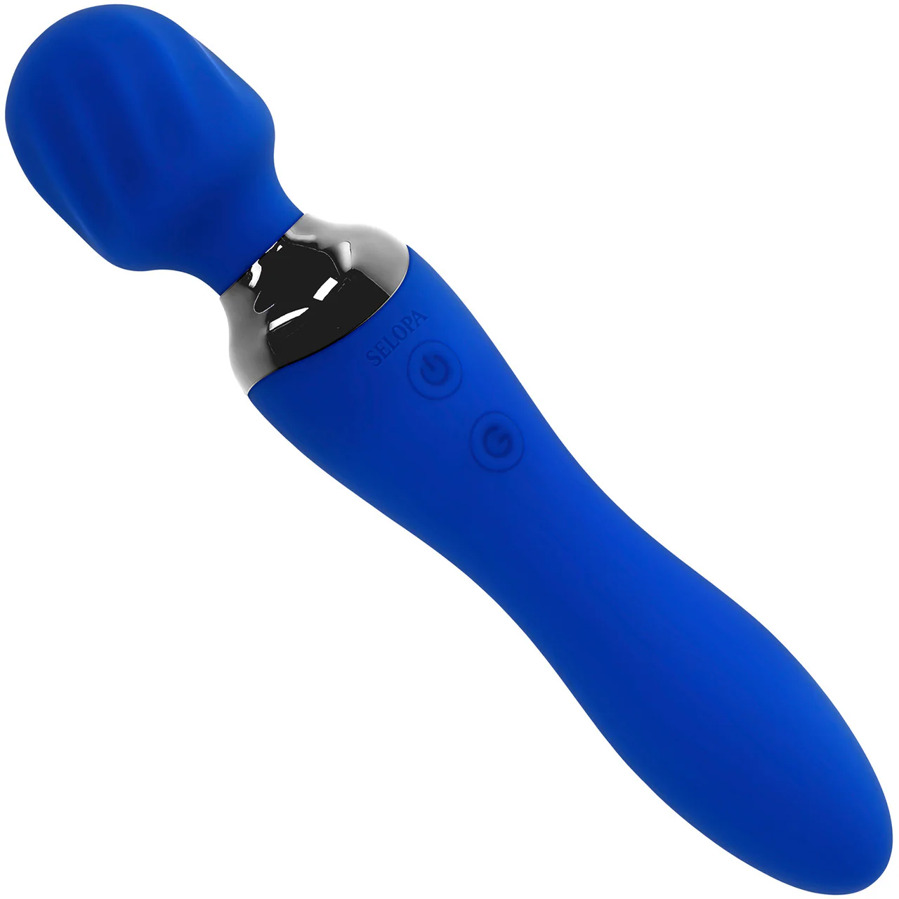 Selopa Blue Belle Silicone Rechargeable Dual End Wand Style Vibrator - Blue - Image 2