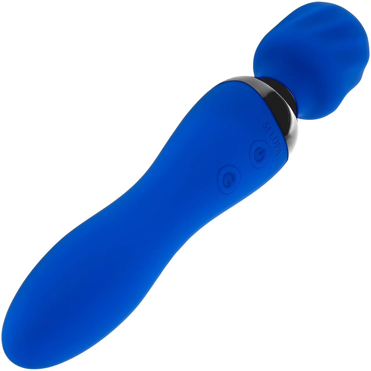 Selopa Blue Belle Silicone Rechargeable Dual End Wand Style Vibrator - Blue - Image 3