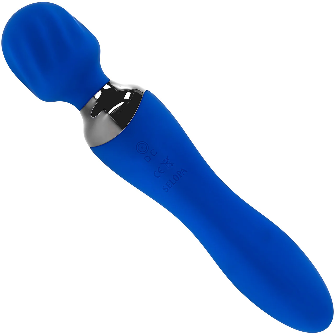 Selopa Blue Belle Silicone Rechargeable Dual End Wand Style Vibrator - Blue - Image 4