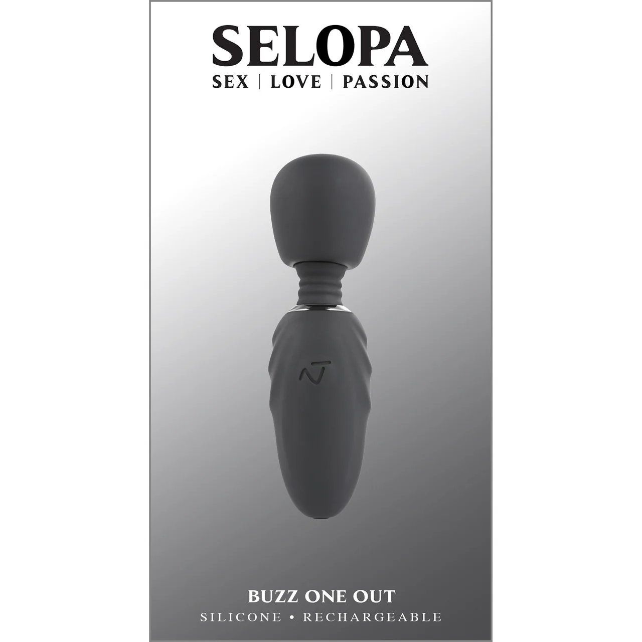 Selopa Buzz One Out Rechargeable Waterproof Silicone Mini Wand Vibrator - Black - Image 8