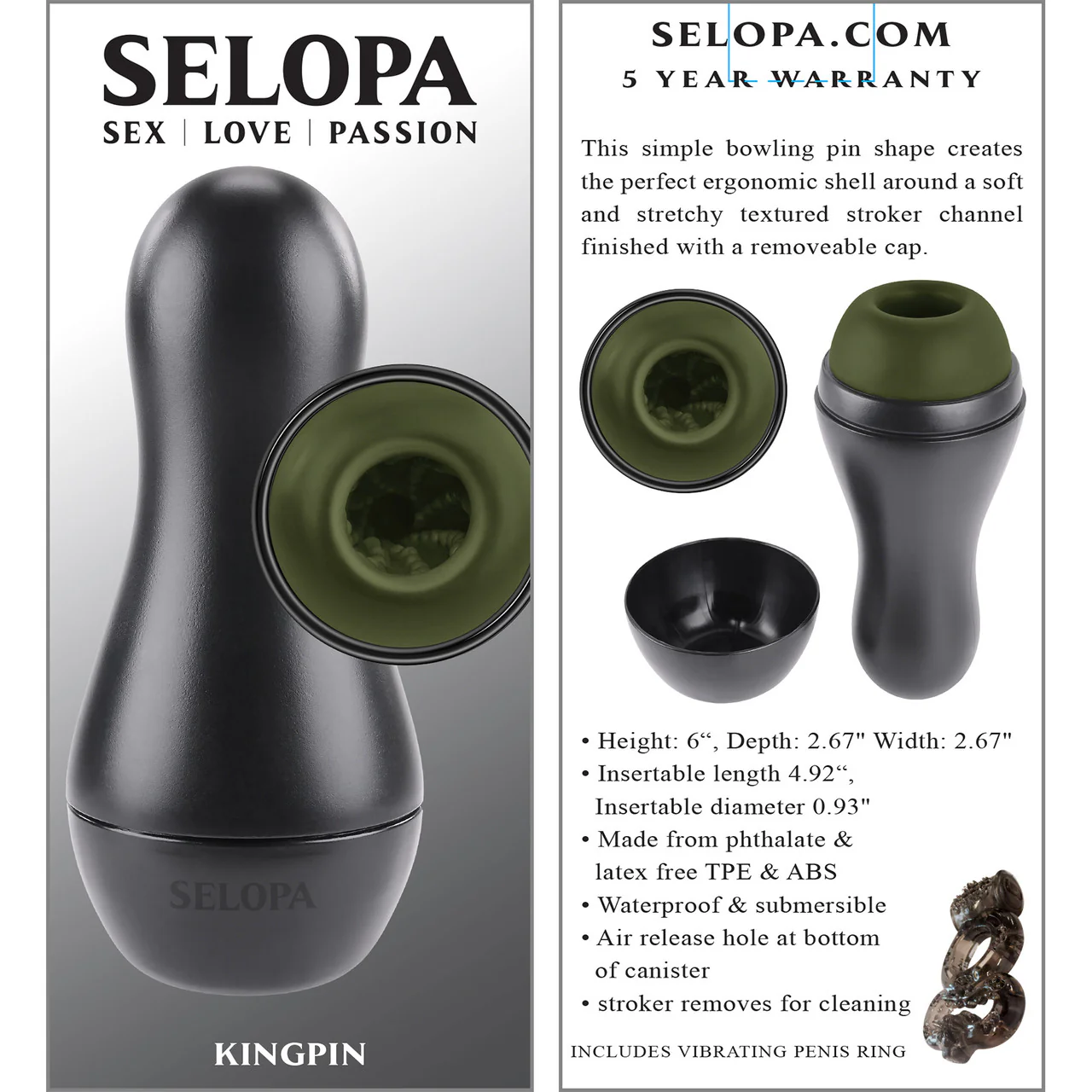 Selopa Kingpin Textured Penis Stroker - Green - Image 10