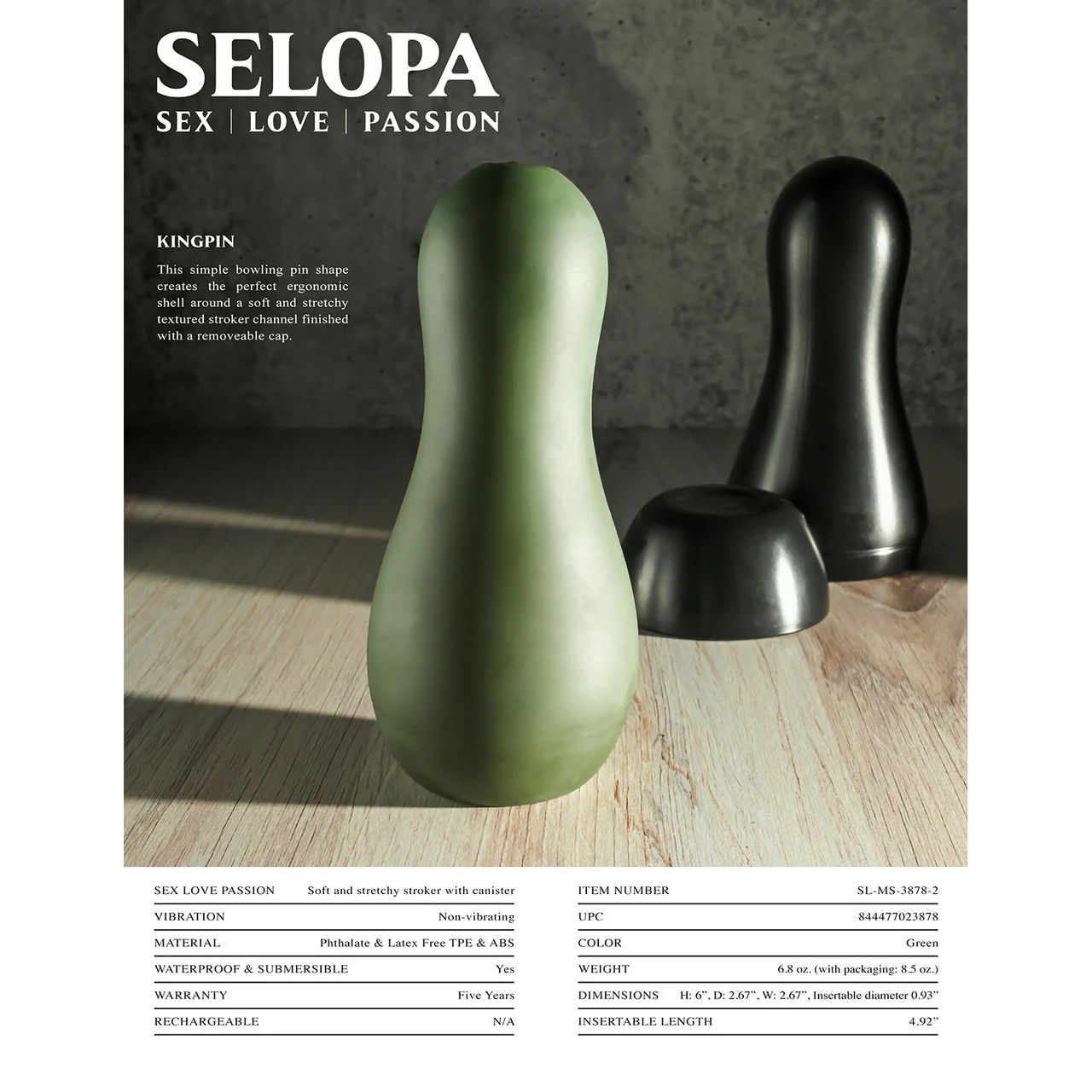 Selopa Kingpin Textured Penis Stroker - Green - Image 11