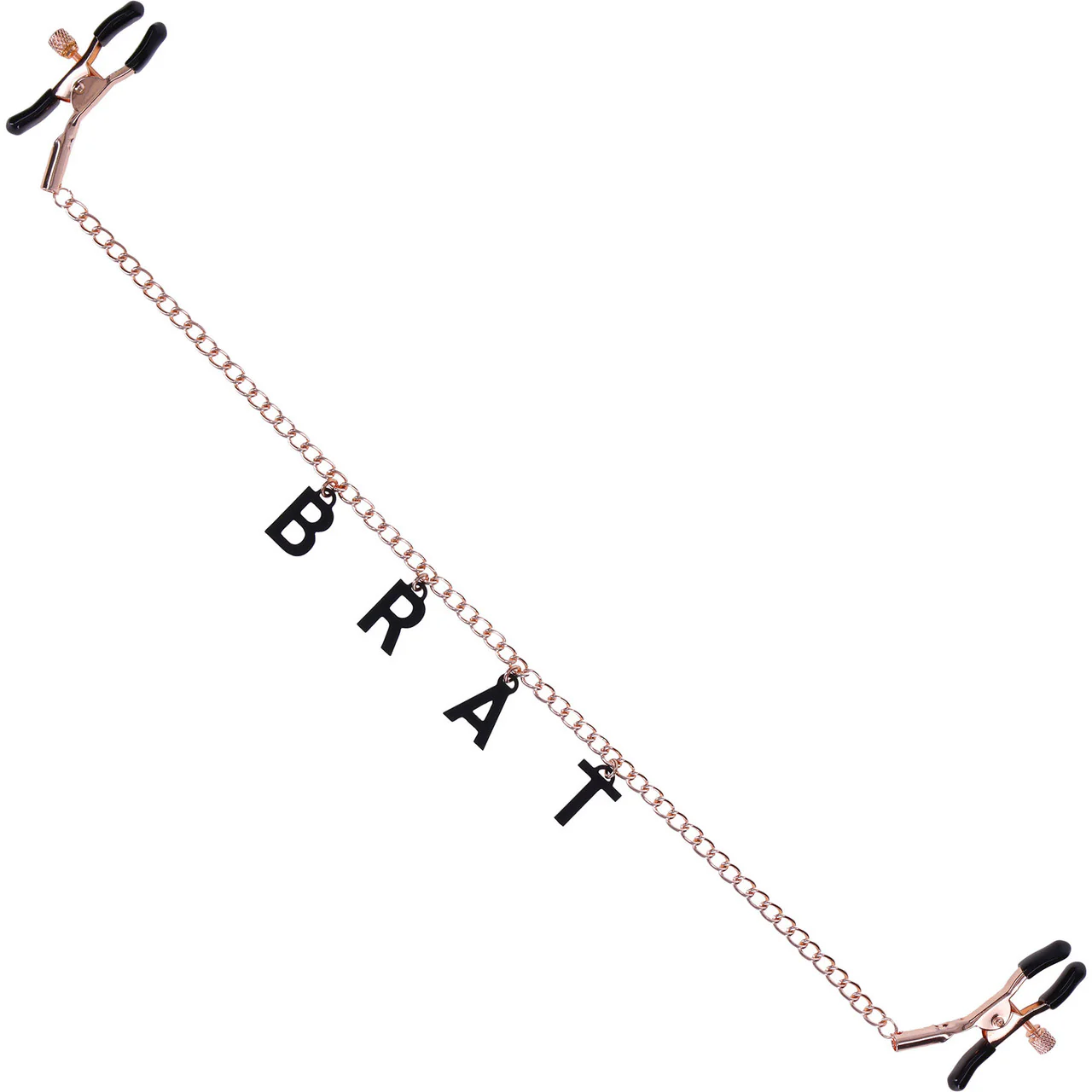 Sex & Mischief Brat Charmed Nipple Clamps By Sportsheets - Rose Gold & Black - Image 4