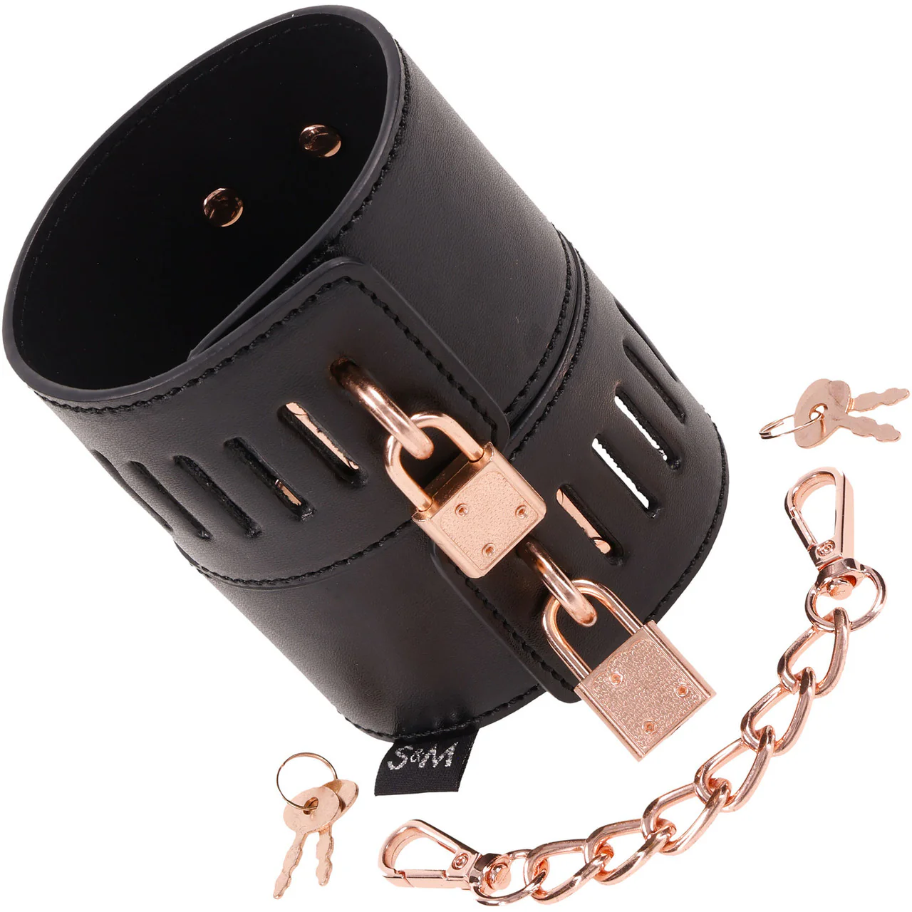 Sex & Mischief Brat Locking Cuffs Set By Sportsheets - Rose Gold & Black - Image 2