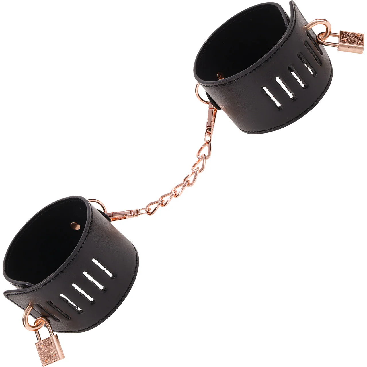 Sex & Mischief Brat Locking Cuffs Set By Sportsheets - Rose Gold & Black - Image 3
