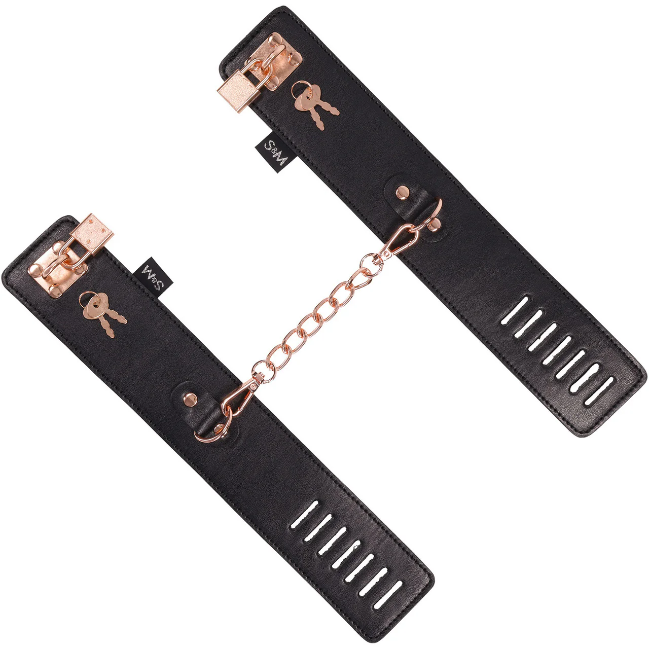 Sex & Mischief Brat Locking Cuffs Set By Sportsheets - Rose Gold & Black - Image 7