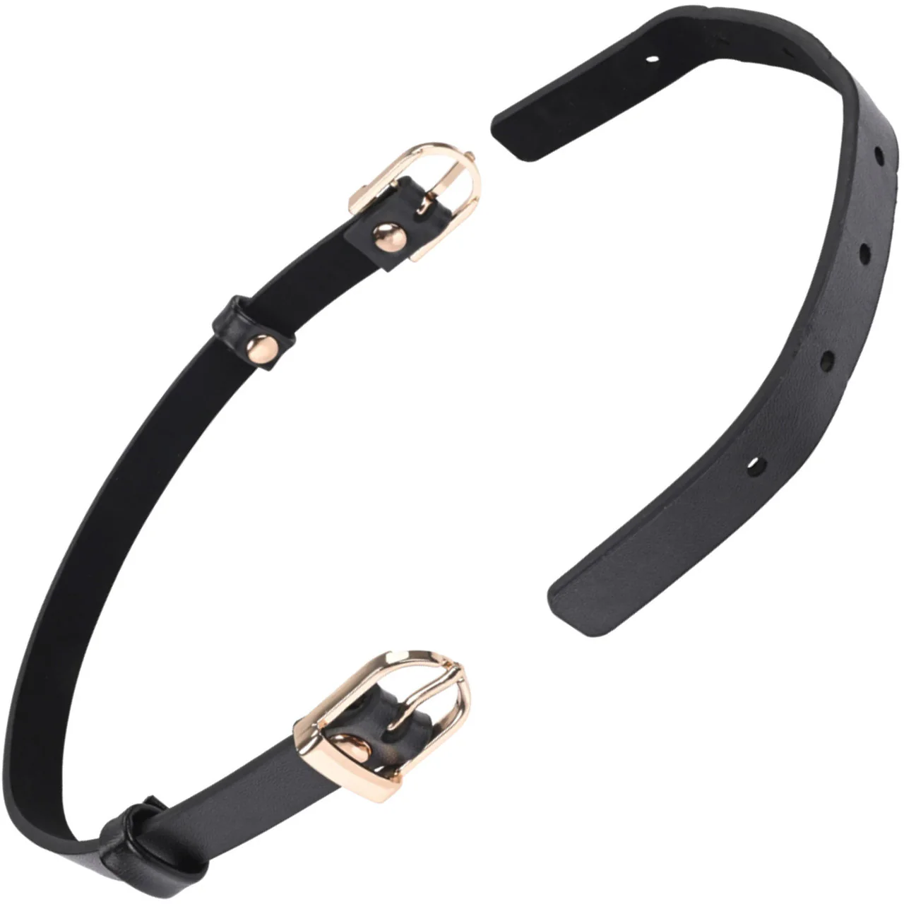 Sex & Mischief Double Buckle Day Collar By Sportsheets - Black & Gold - Image 3