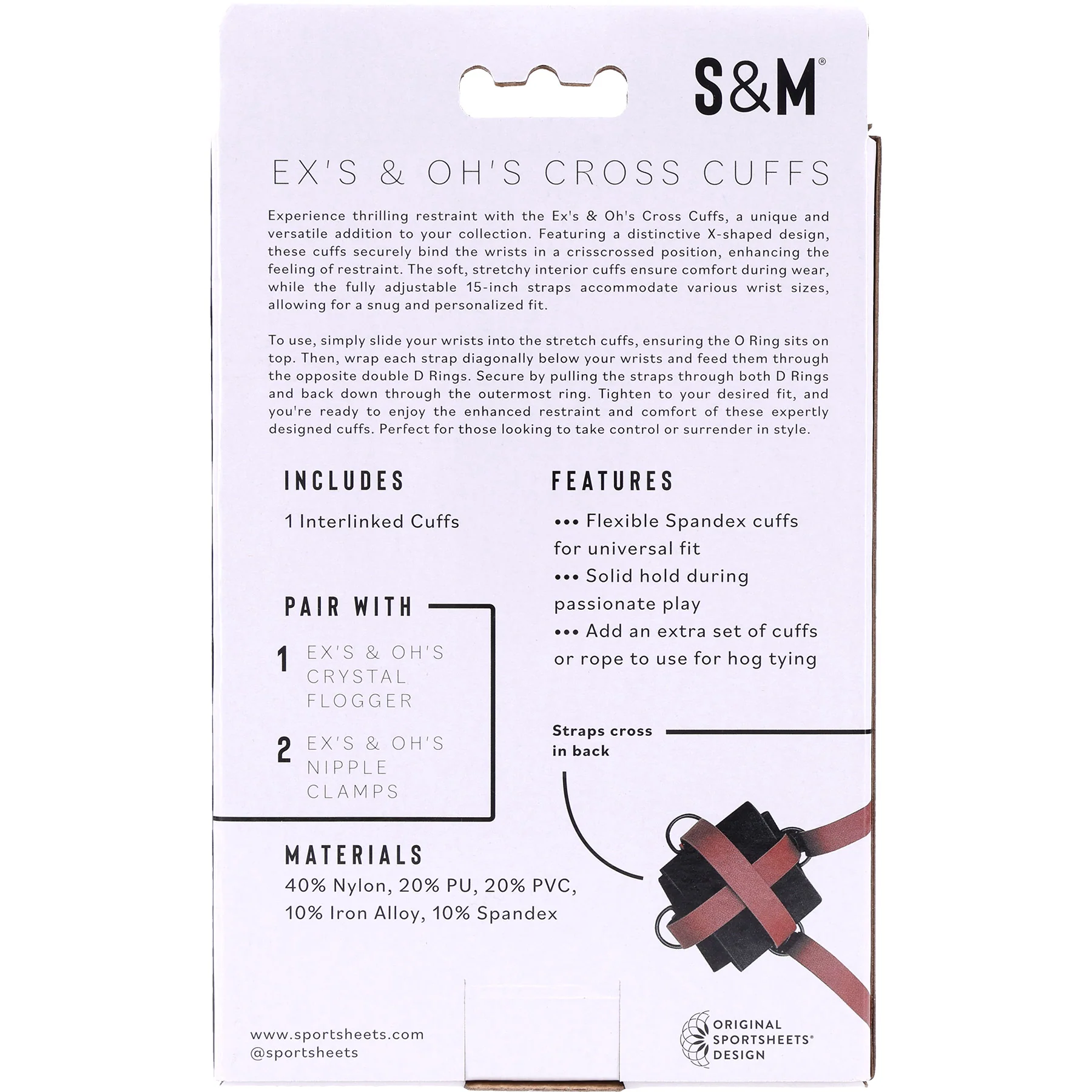Sex & Mischief Ex's & Oh's Cross Cuffs By Sportsheets - Image 12