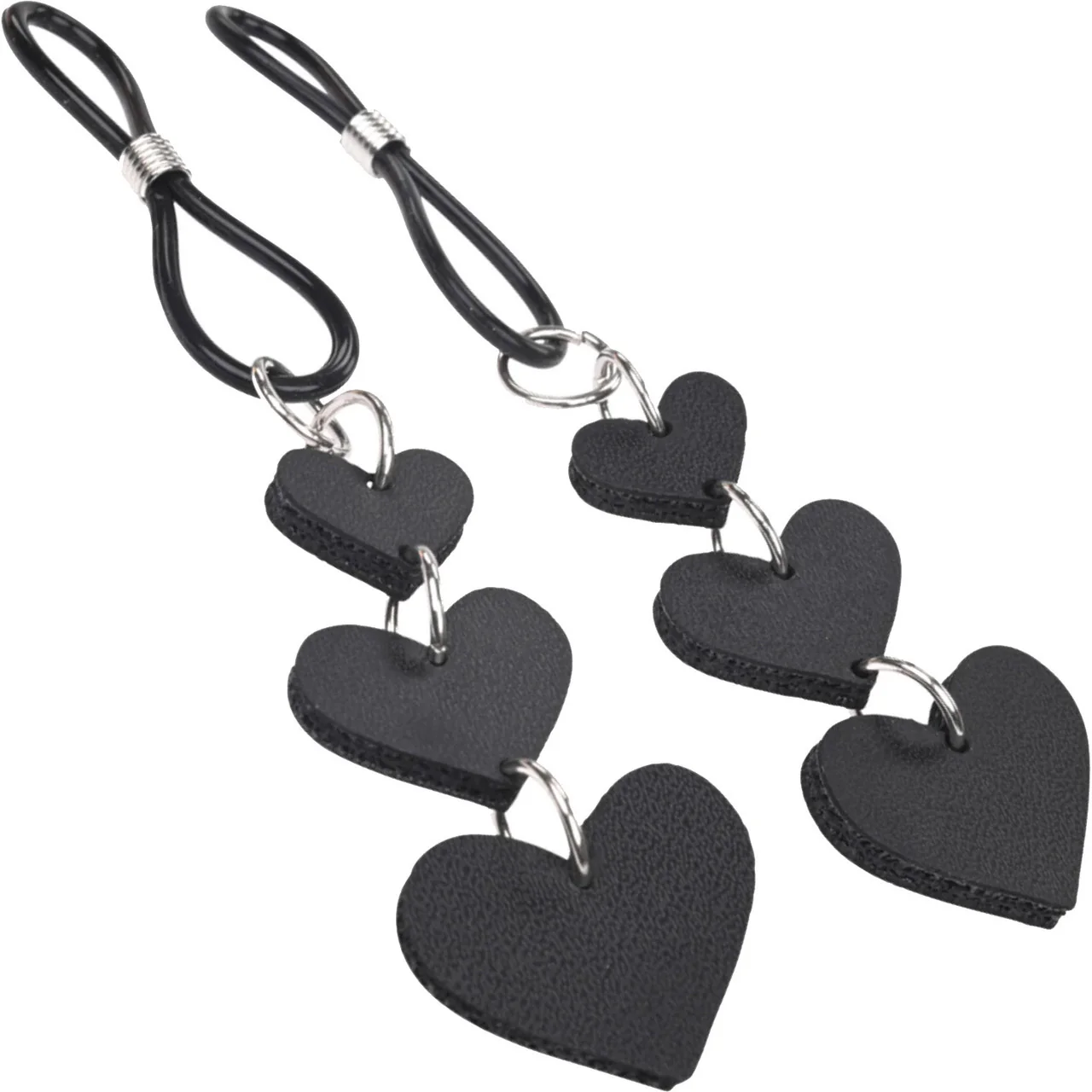 Sex & Mischief Heart Nipple Ties By Sportsheets - Black & Silver - Image 2