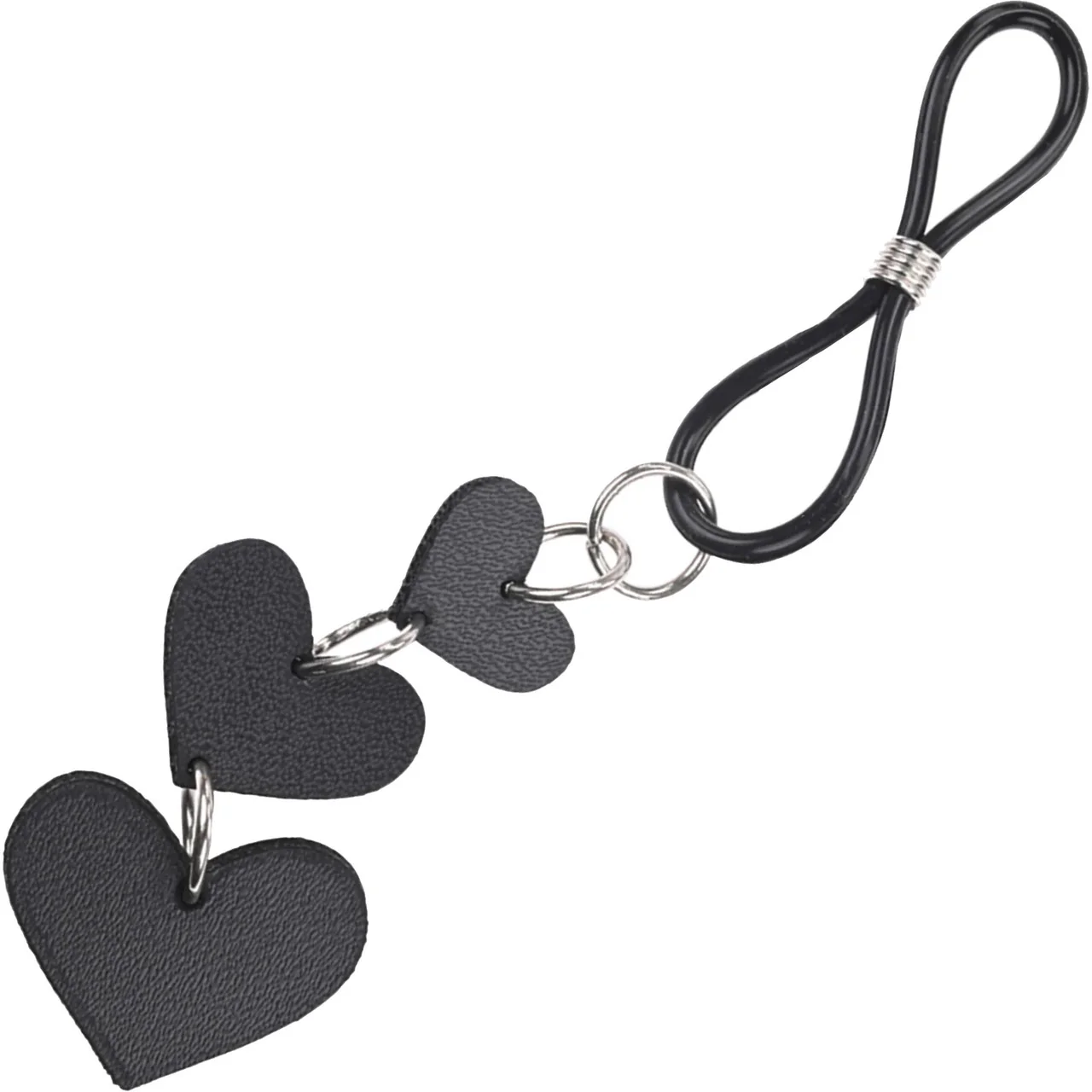 Sex & Mischief Heart Nipple Ties By Sportsheets - Black & Silver - Image 3