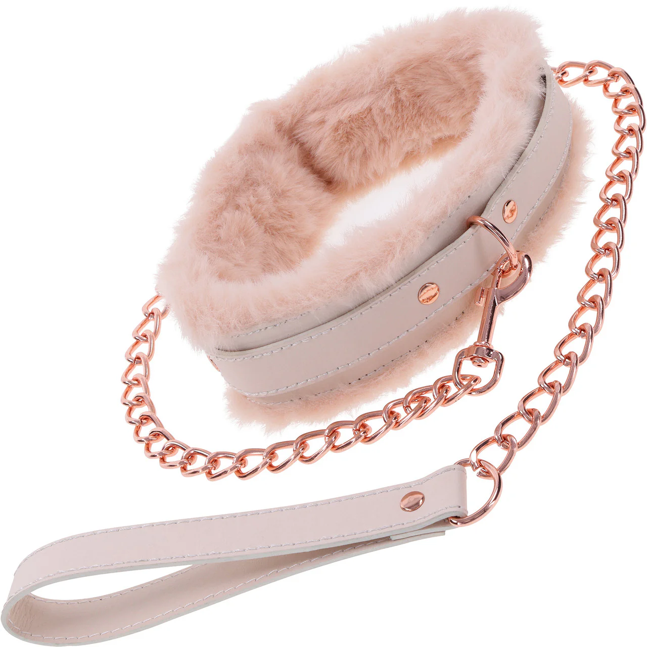 Sex & Mischief Peaches 'n CreaMe Fur Collar & Leash By Sportsheets - Rose Gold & Peach - Image 8