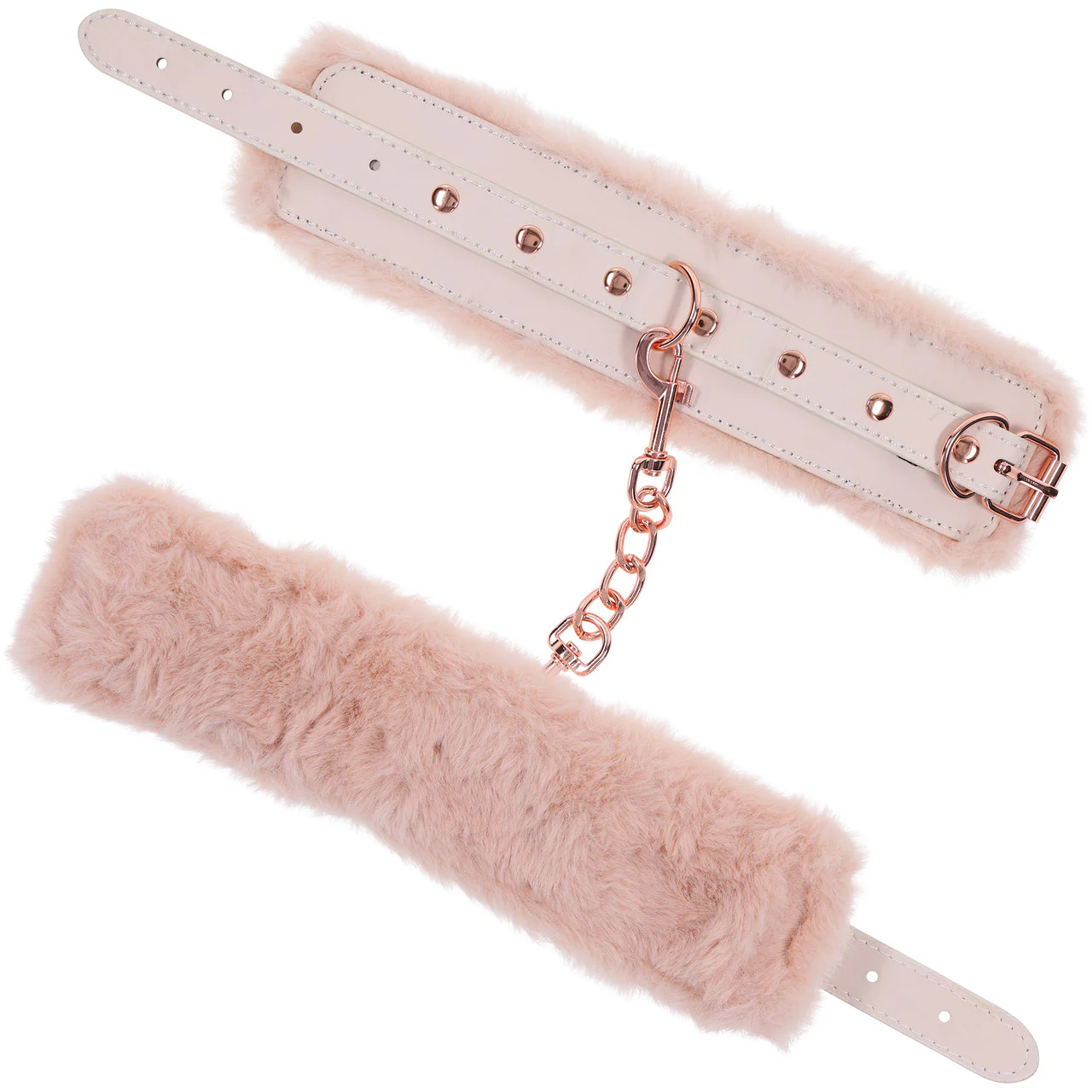 Sex & Mischief Peaches 'n CreaMe Fur Handcuffs By Sportsheets - Rose Gold & Peach - Image 12