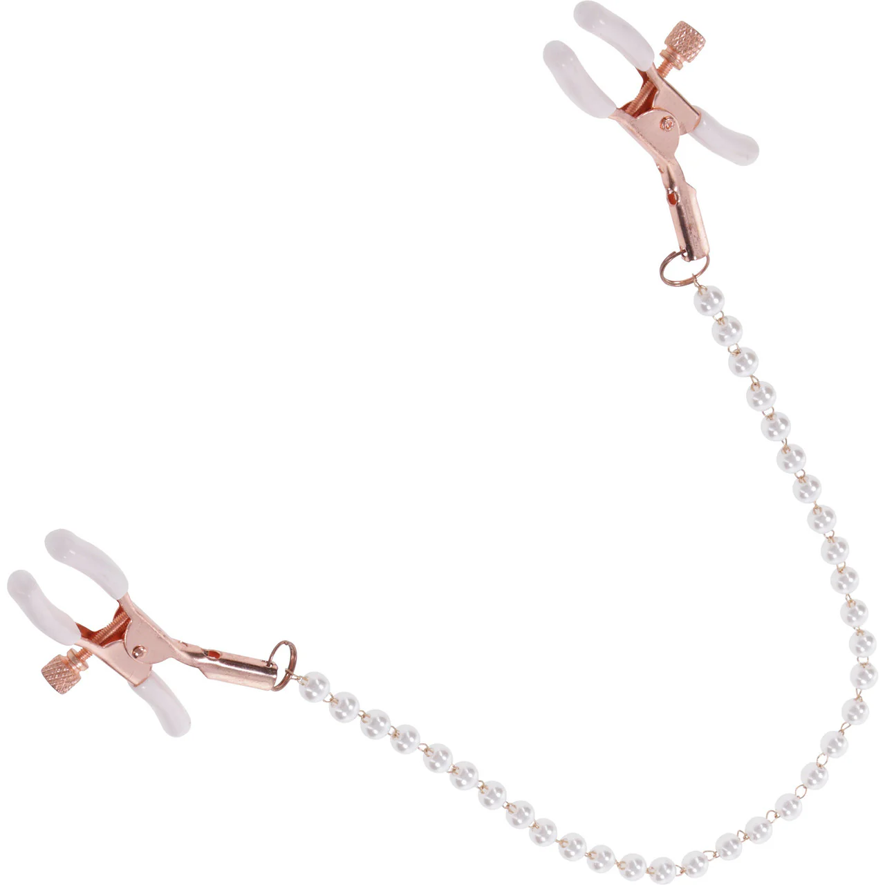 Sex & Mischief Peaches 'n CreaMe Pearl Nipple Clamps By Sportsheets - Rose Gold & White - Image 2