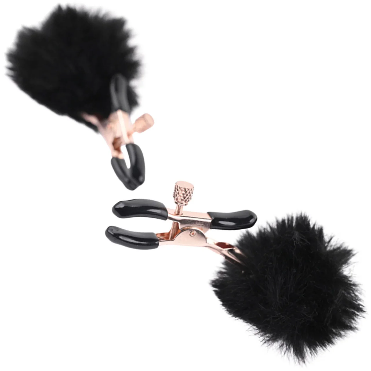 Sex & Mischief Puff Nipple Clamps By Sportsheets - Black & Rose Gold - Image 2