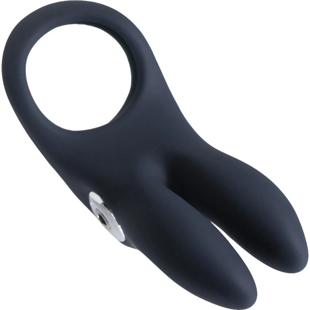 Sexy Bunny Rechargeable Silicone Vibrating Cock Ring by VeDO - Black Pearl - Image 2