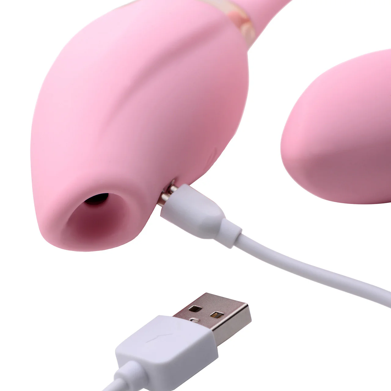 Shegasm 8X Tandem Plus Rechargeable Silicone Suction Clitoral Stimulator & Vibrating Egg - Pink - Image 11