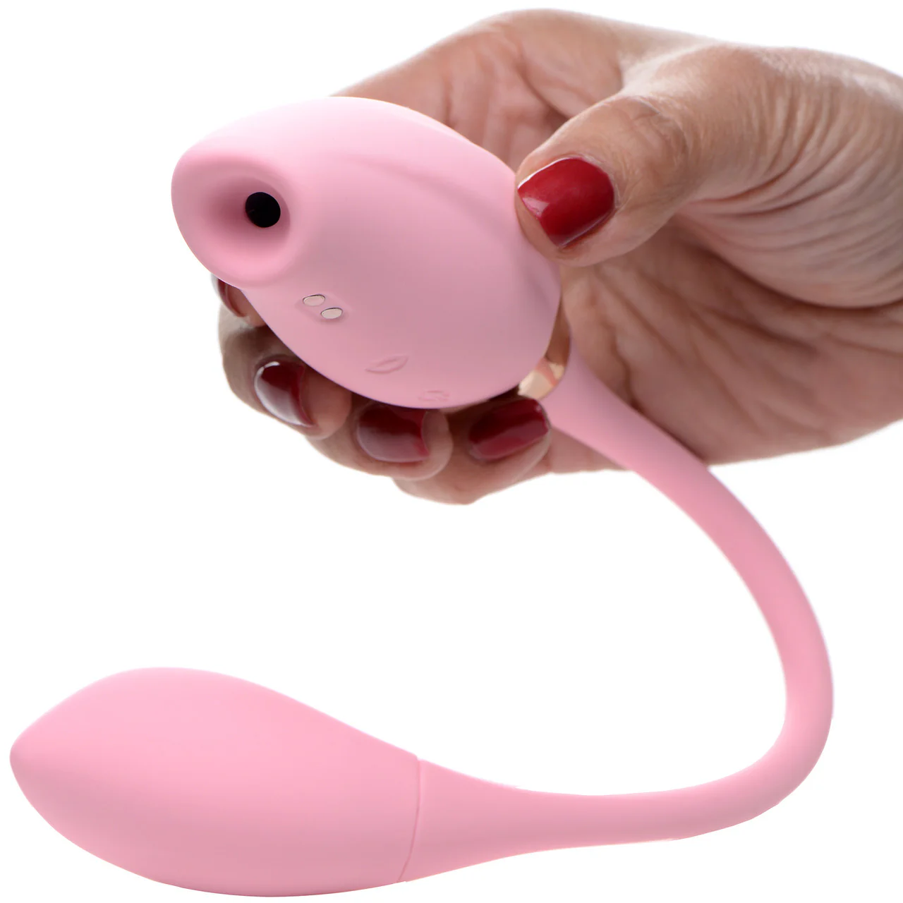 Shegasm 8X Tandem Plus Rechargeable Silicone Suction Clitoral Stimulator & Vibrating Egg - Pink - Image 15