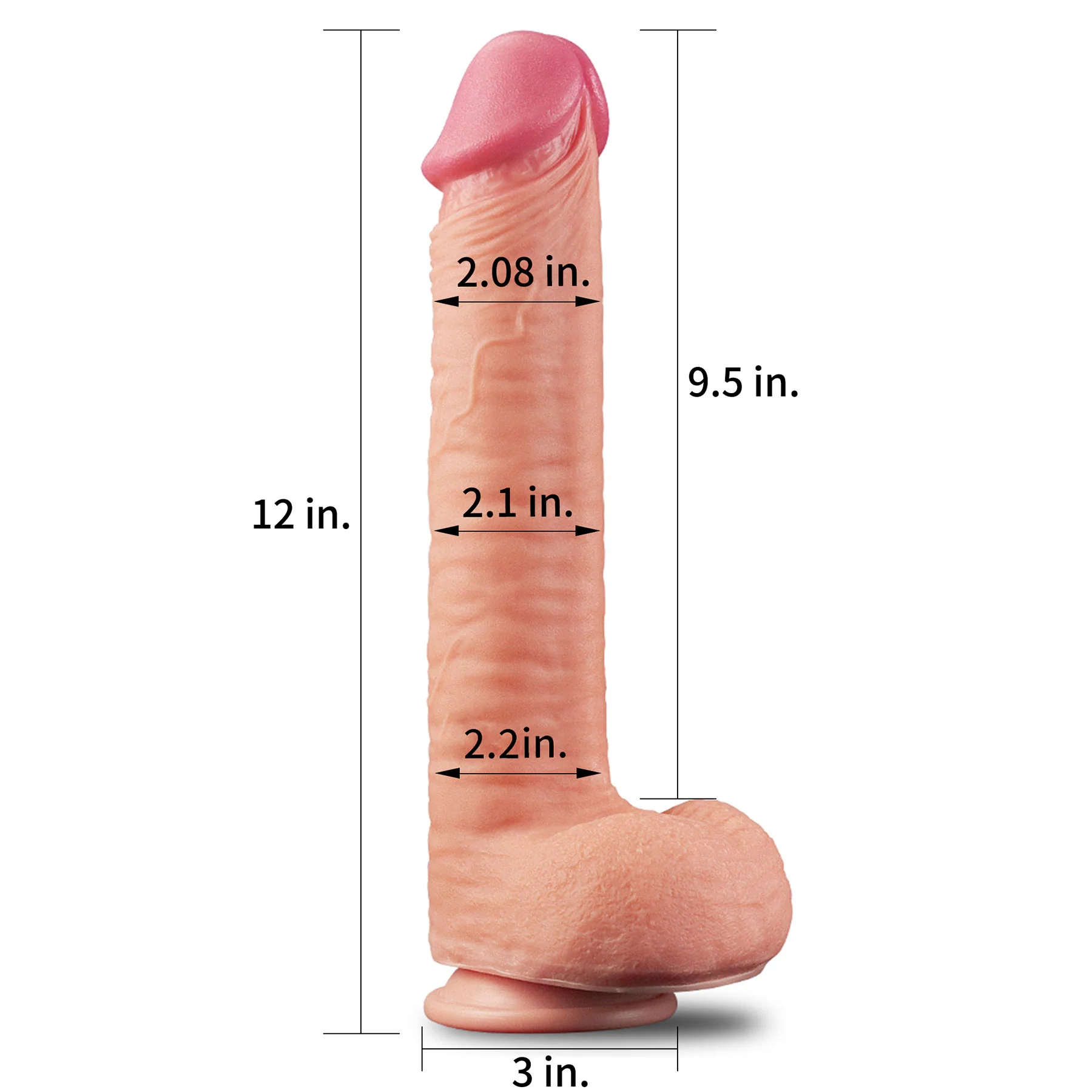 Sigmar XL 9.5" Realistic Dual Density Silicone Dildo With Suction Cup & Balls By Pleasure Engine - Image 2