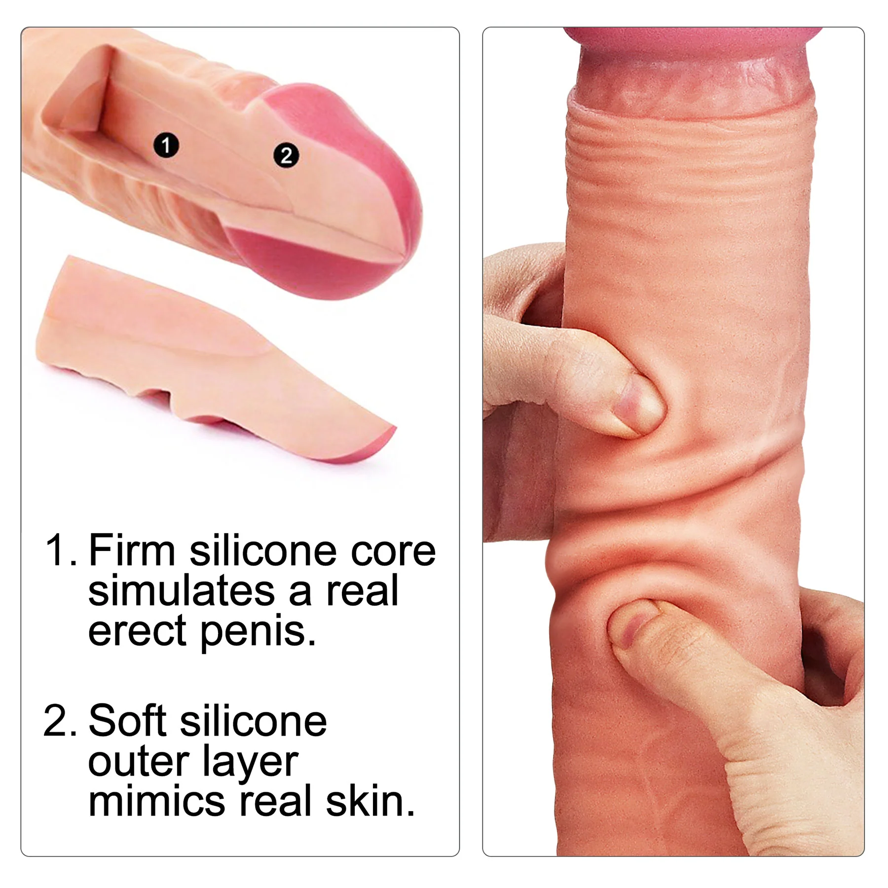 Sigmar XL 9.5" Realistic Dual Density Silicone Dildo With Suction Cup & Balls By Pleasure Engine - Image 3