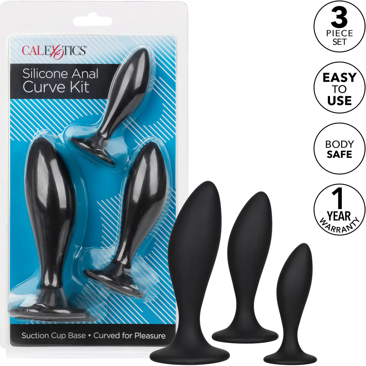 Silicone Anal Curve Exerciser Kit With Three Plugs By CalExotics - Image 15