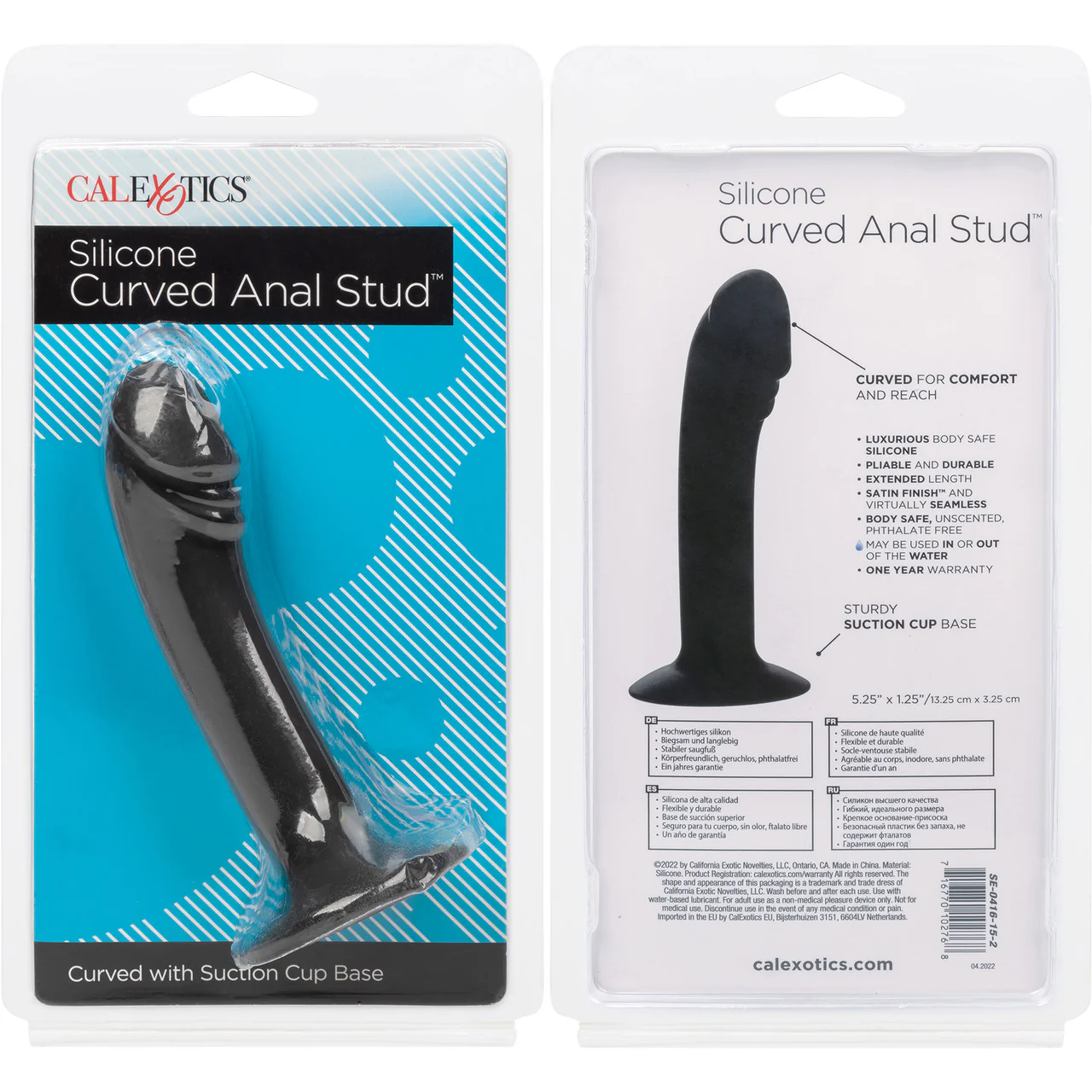 Silicone Curved Anal Stud Suction Cup Dildo By CalExotics - Black - Image 10