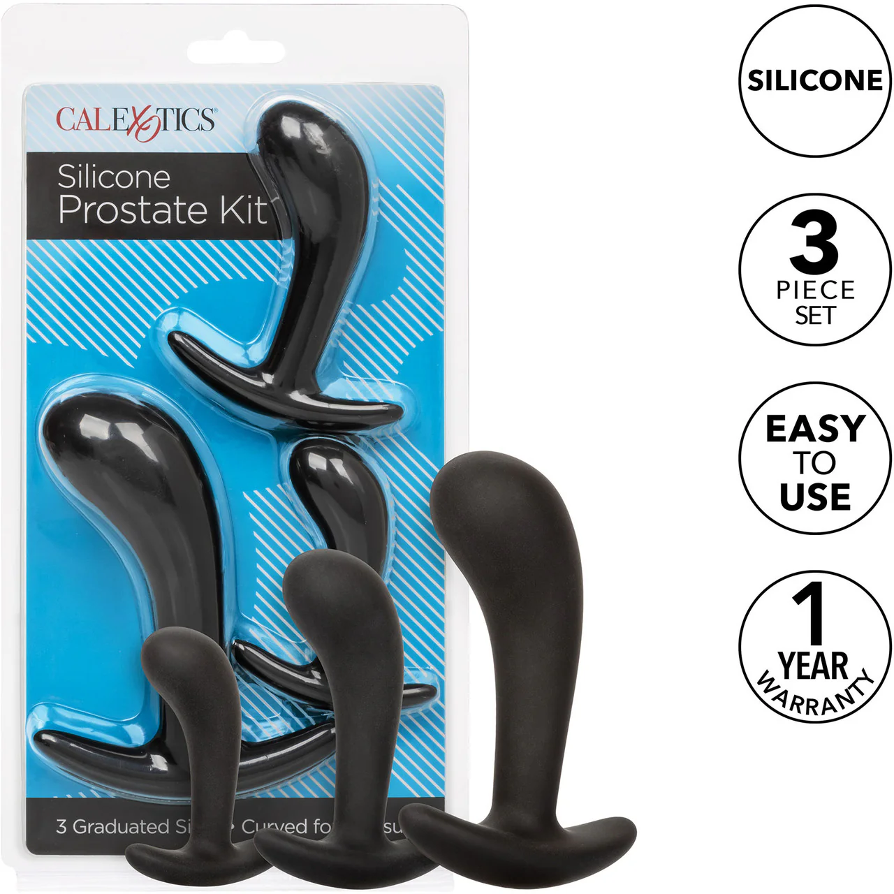 Silicone Prostate 3-Piece Kit By CalExotics - Black - Image 8