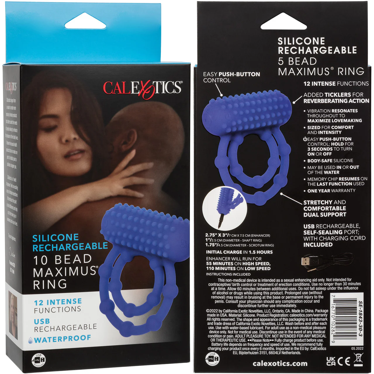 Silicone Rechargeable 10 Bead Maximus Vibrating Cock Ring By CalExotics - Image 10