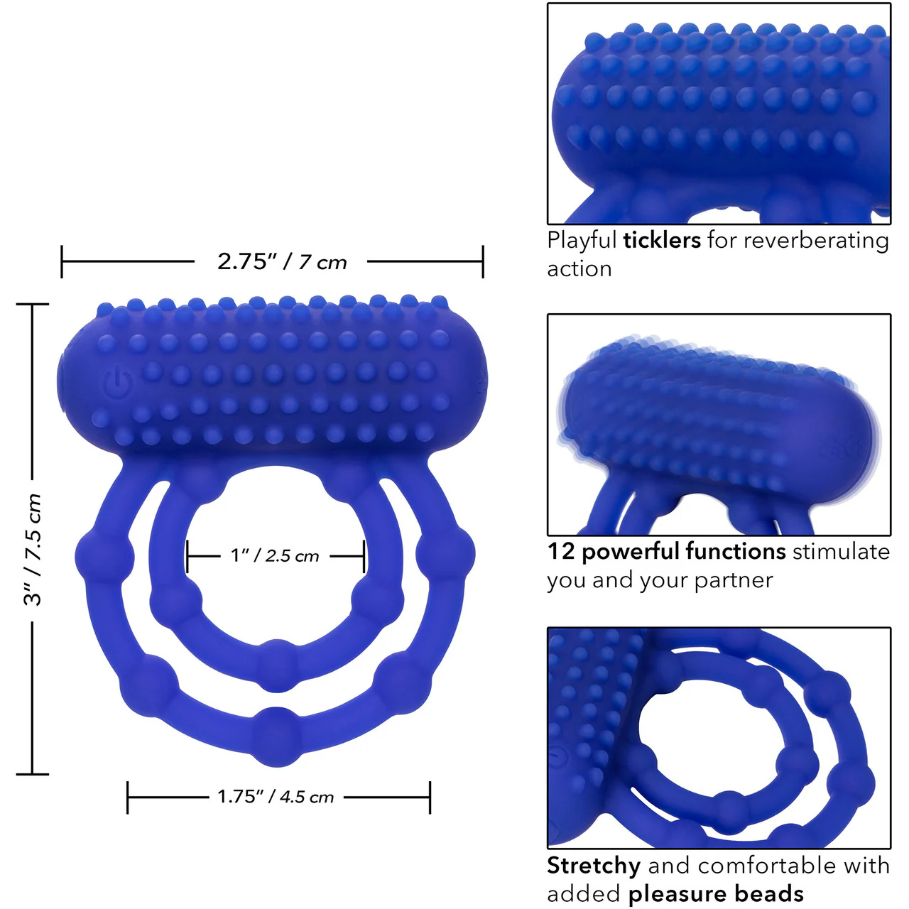 Silicone Rechargeable 10 Bead Maximus Vibrating Cock Ring By CalExotics - Image 7