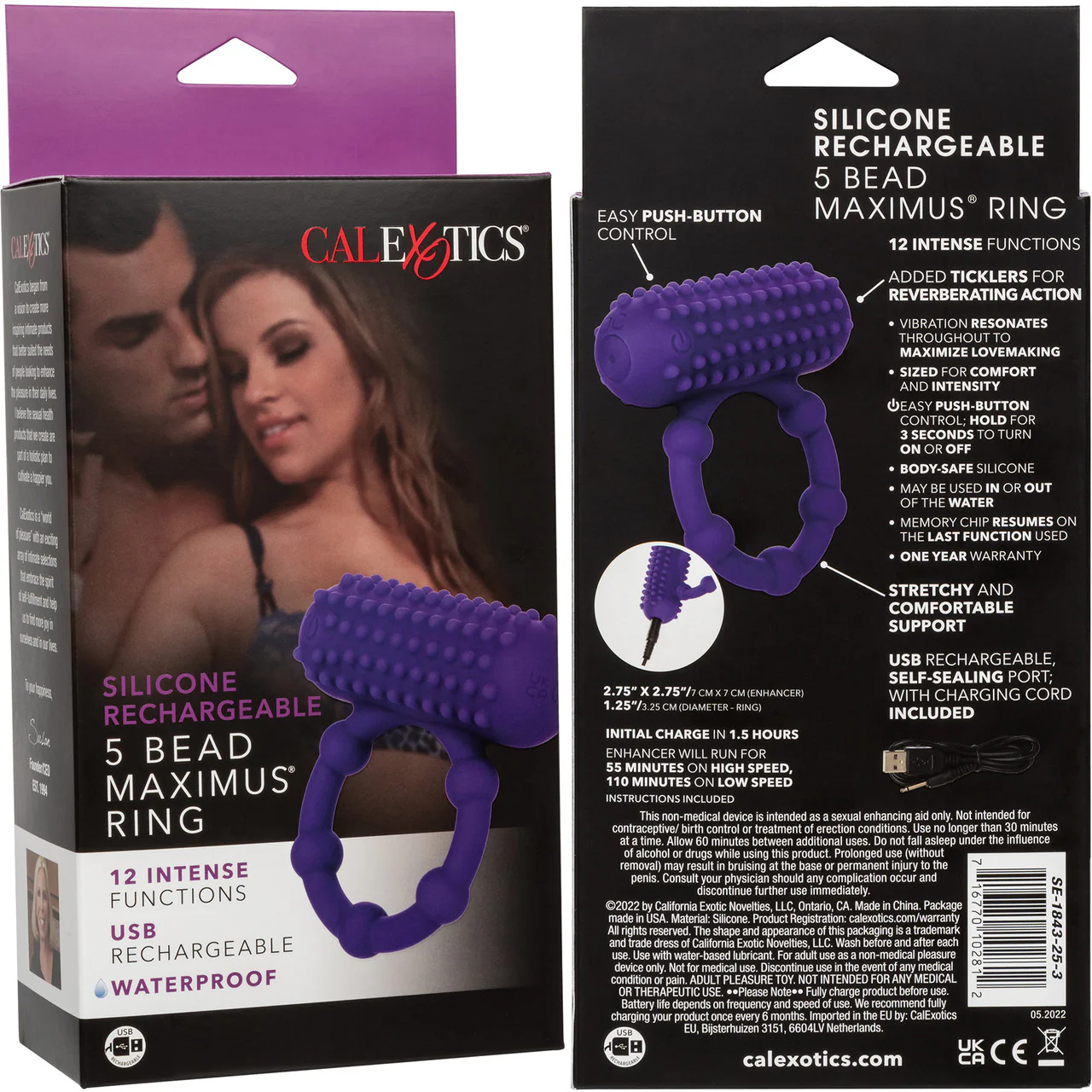 Silicone Rechargeable 5 Bead Maximus Vibrating Cock Ring By CalExotics - Image 10