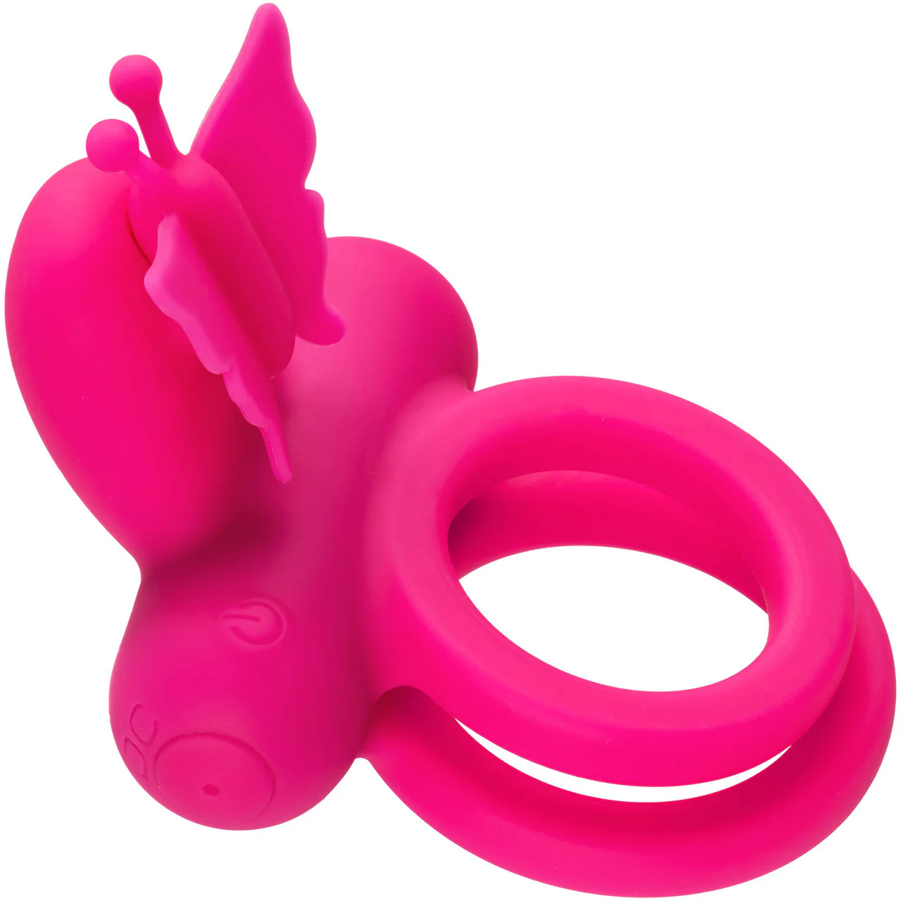 Silicone Rechargeable Dual Butterfly Couples Vibrating Cock Ring By CalExotics - Pink - Image 2