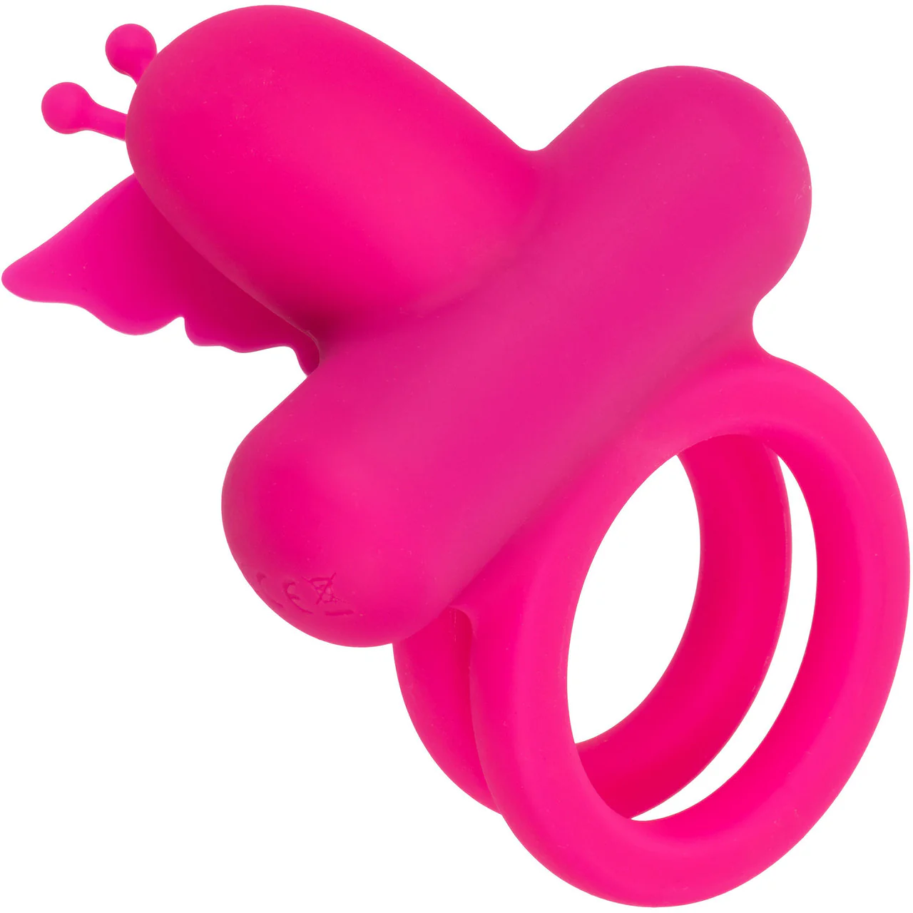 Silicone Rechargeable Dual Butterfly Couples Vibrating Cock Ring By CalExotics - Pink - Image 4