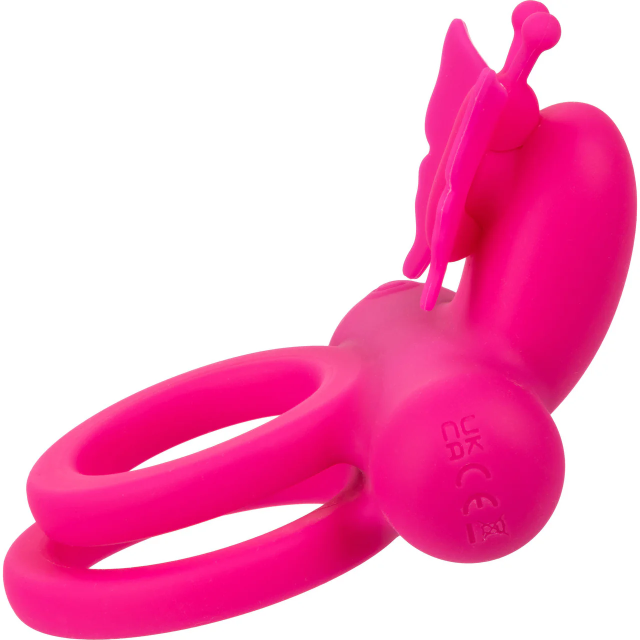 Silicone Rechargeable Dual Butterfly Couples Vibrating Cock Ring By CalExotics - Pink - Image 5