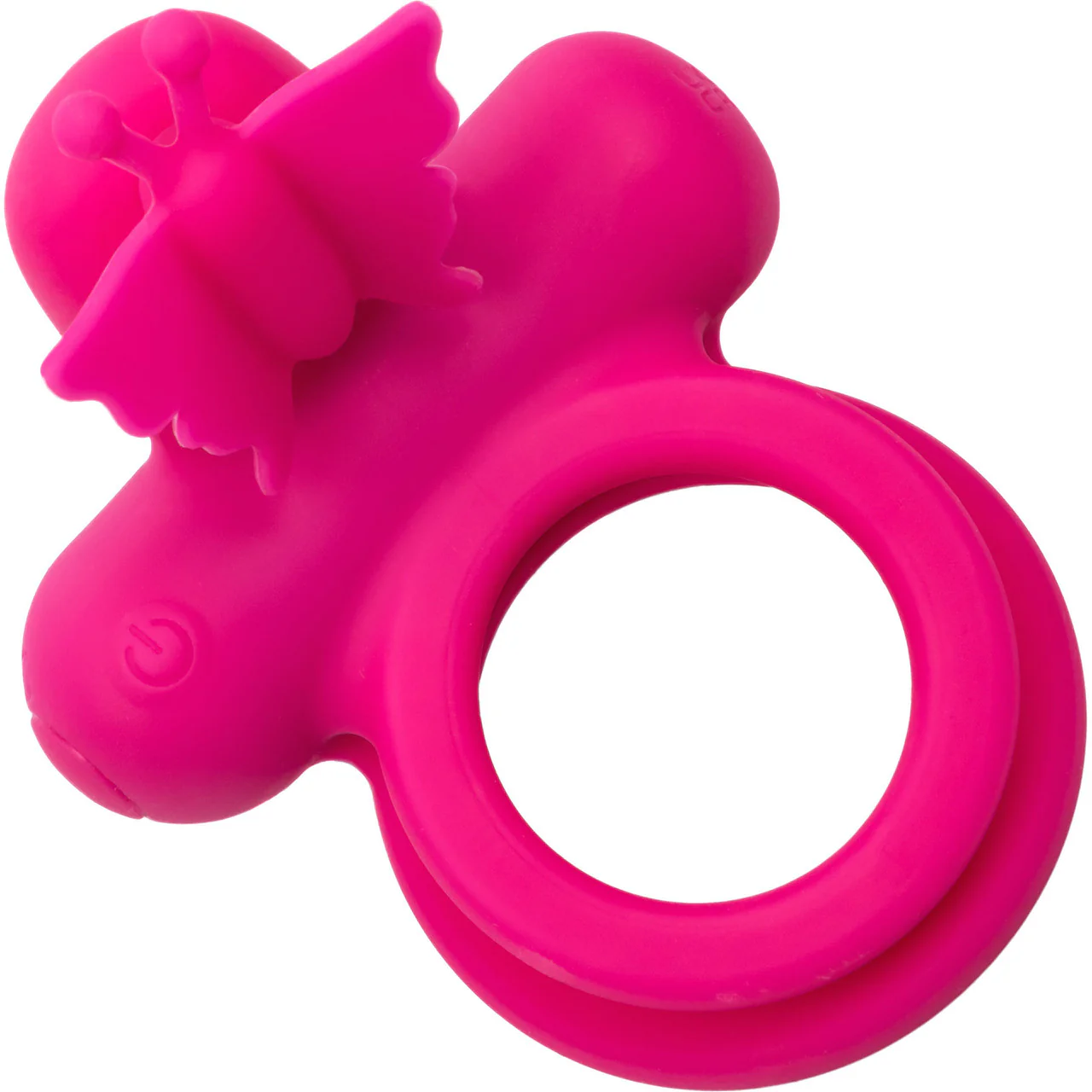 Silicone Rechargeable Dual Butterfly Couples Vibrating Cock Ring By CalExotics - Pink - Image 6
