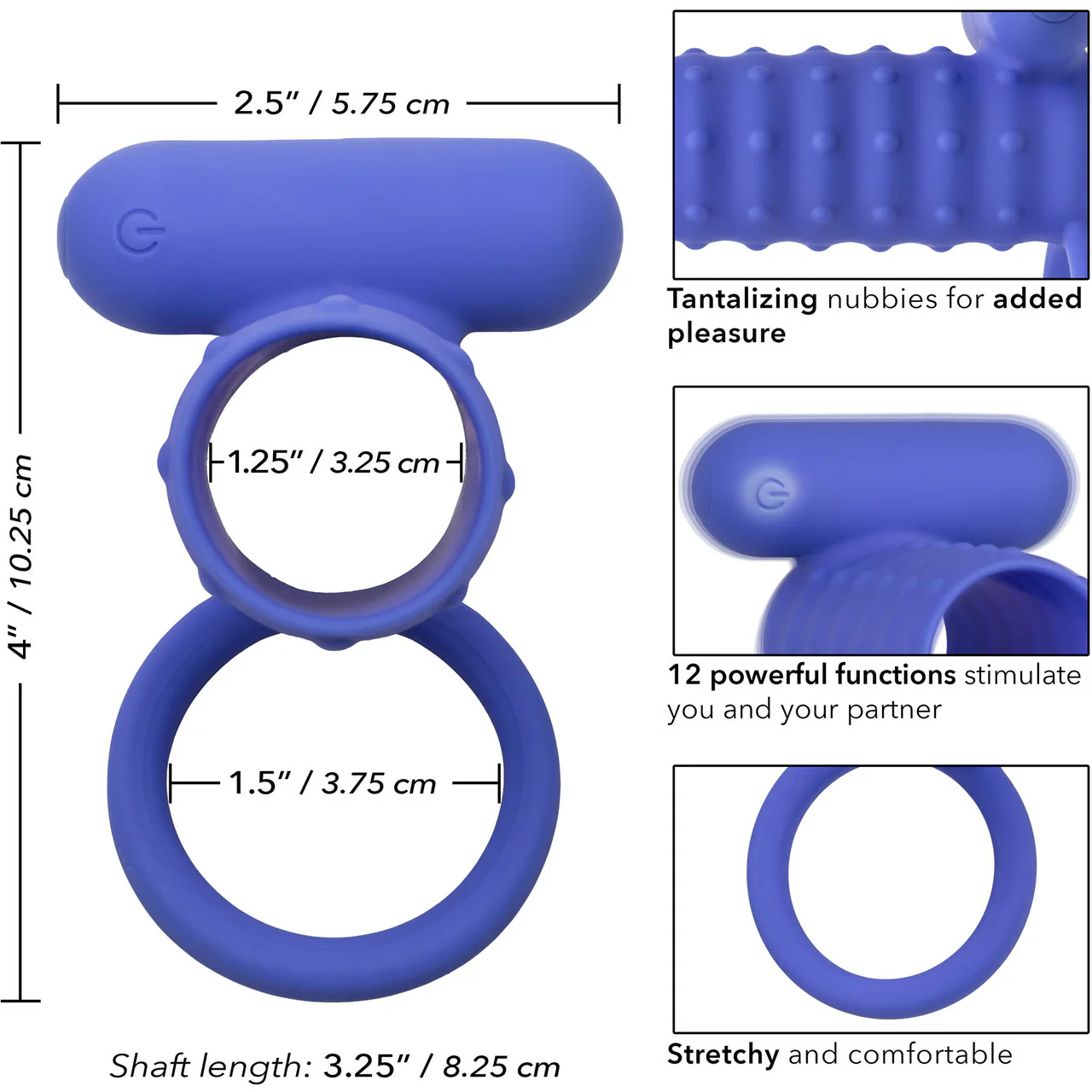Silicone Rechargeable Endless Desires Enhancer Vibrating Cock Ring By CalExotics - Purple - Image 11