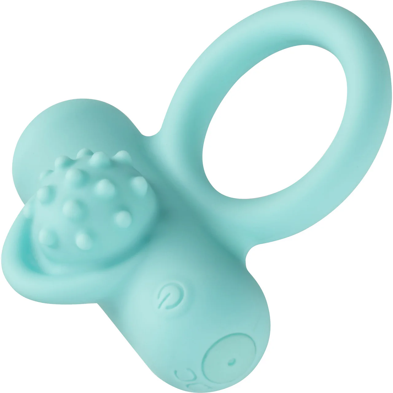 Silicone Rechargeable Nubby Lover's Delight Vibrating Cock Ring By CalExotics - Teal - Image 4