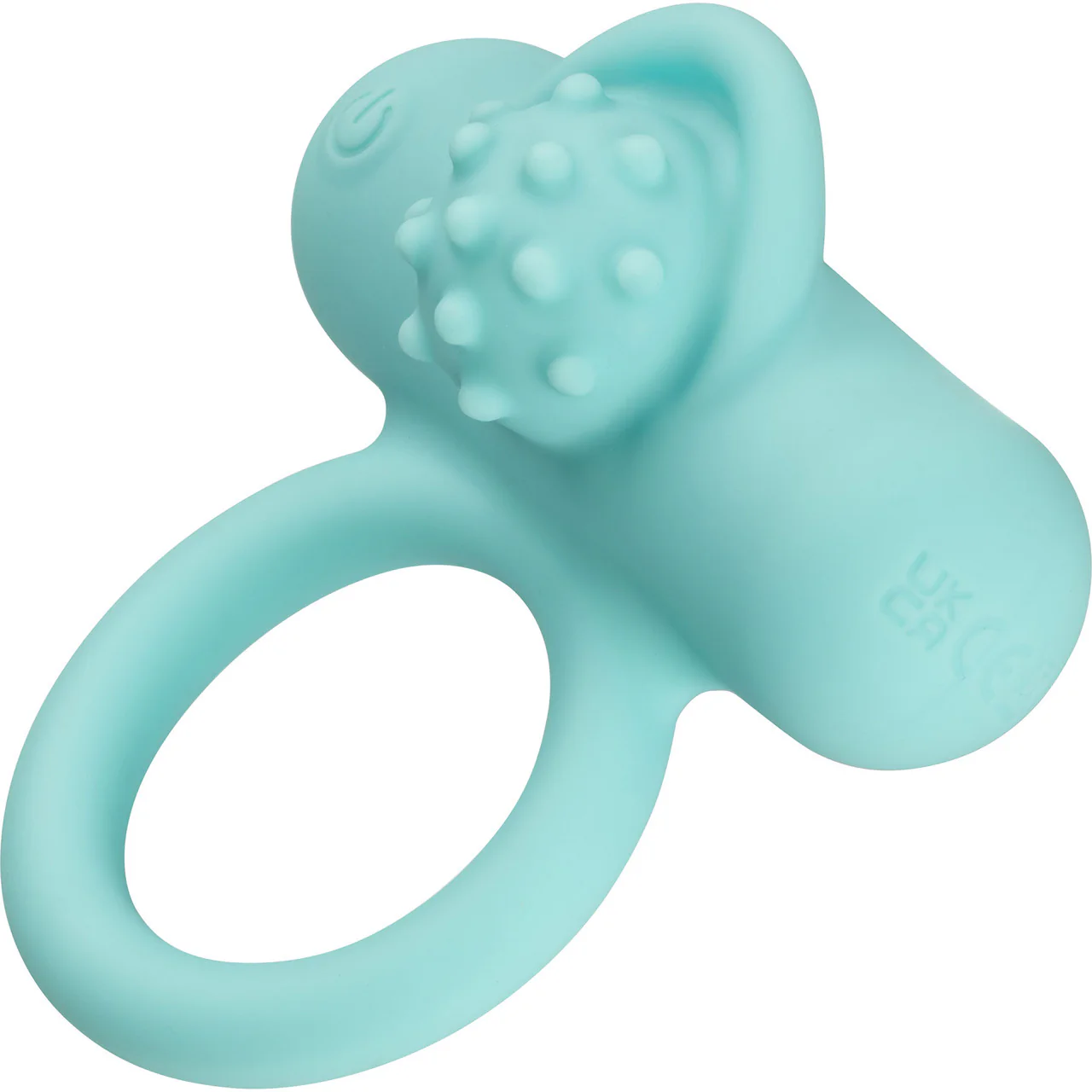 Silicone Rechargeable Nubby Lover's Delight Vibrating Cock Ring By CalExotics - Teal - Image 5