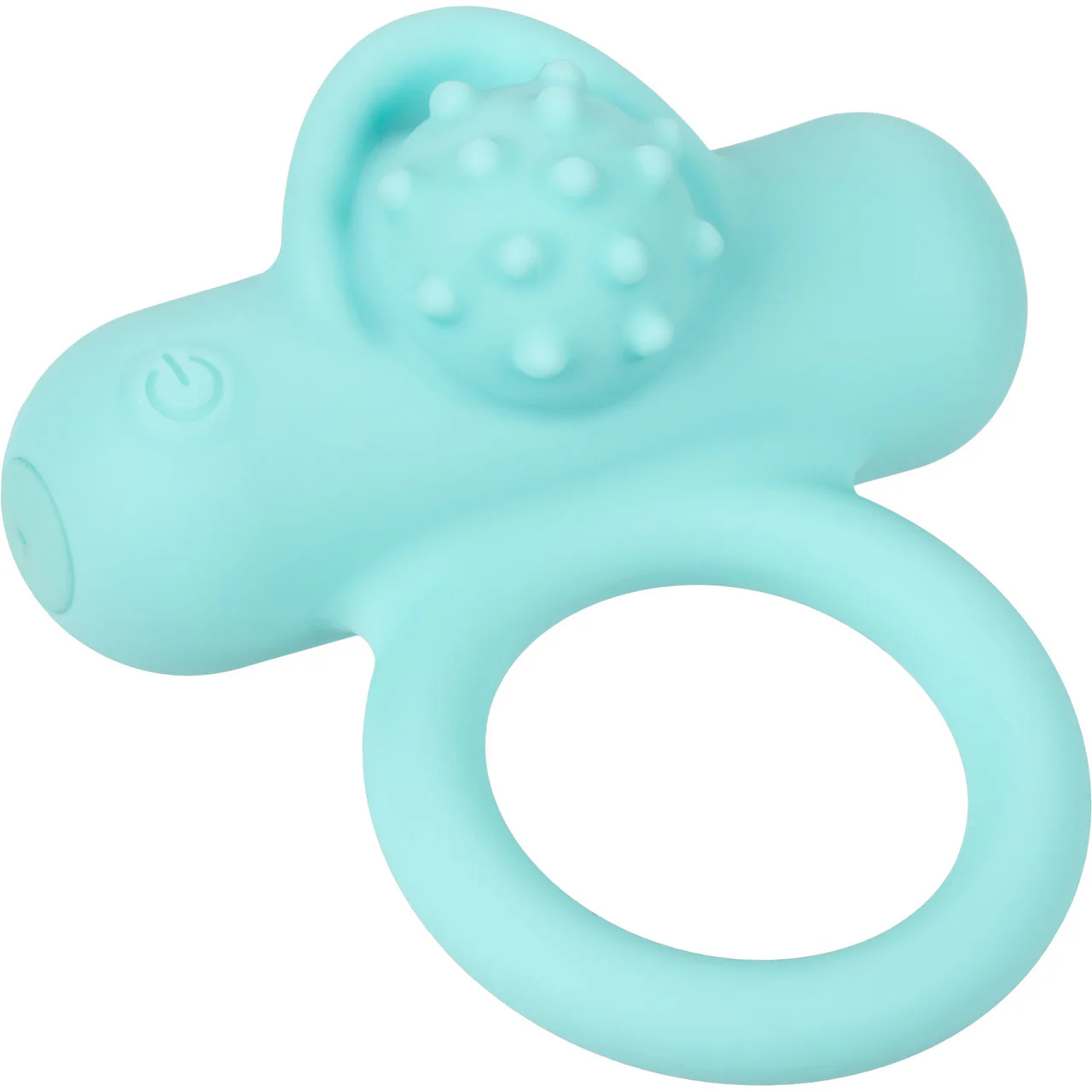 Silicone Rechargeable Nubby Lover's Delight Vibrating Cock Ring By CalExotics - Teal - Image 6
