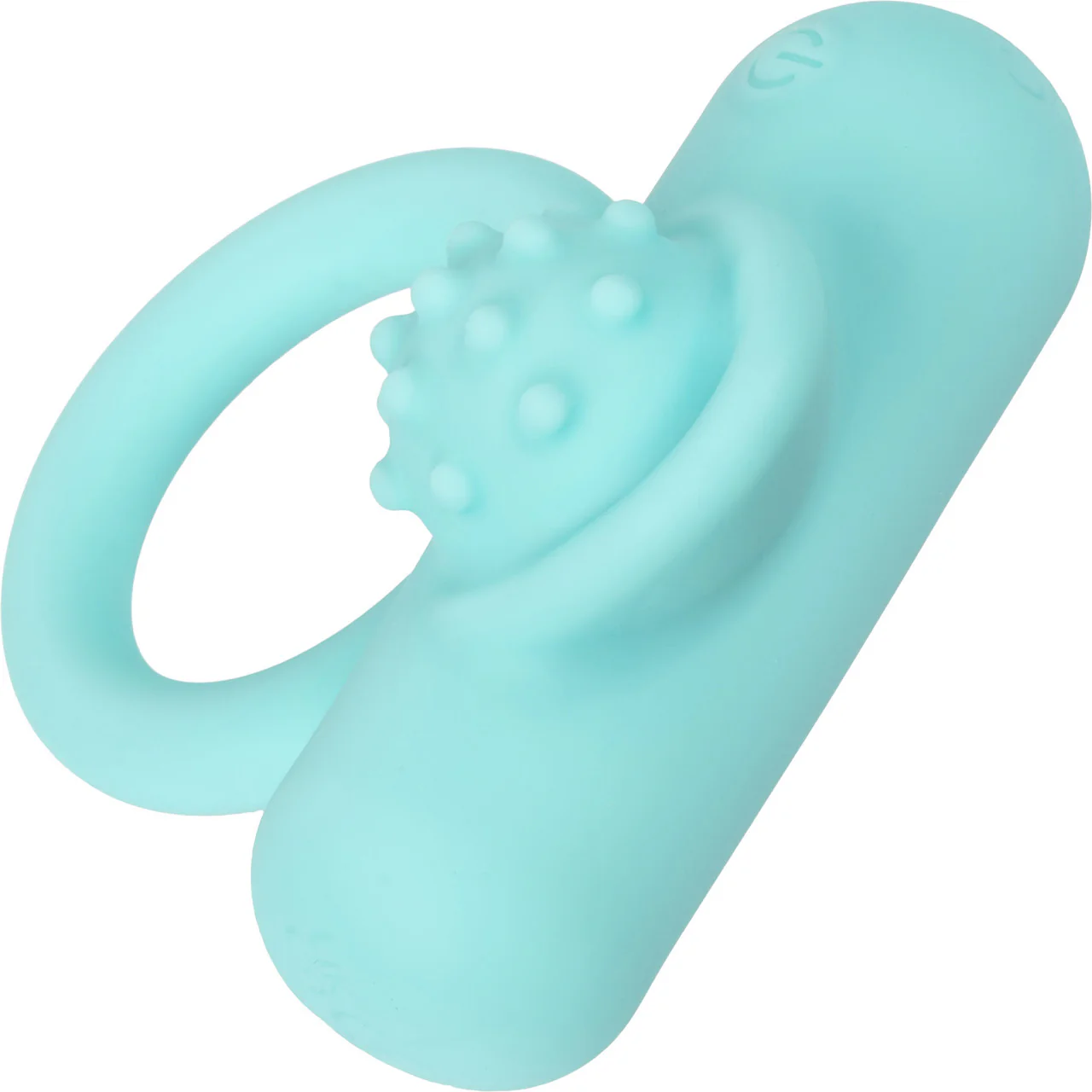 Silicone Rechargeable Nubby Lover's Delight Vibrating Cock Ring By CalExotics - Teal - Image 7