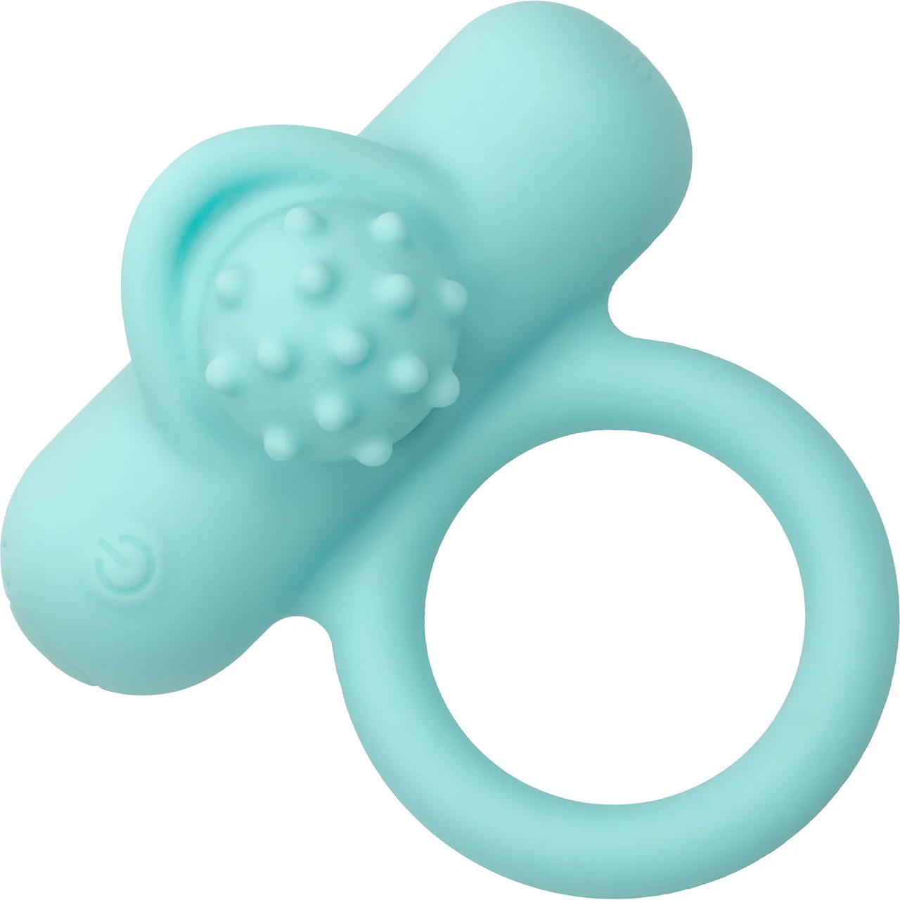 Silicone Rechargeable Nubby Lover's Delight Vibrating Cock Ring By CalExotics - Teal - Image 8