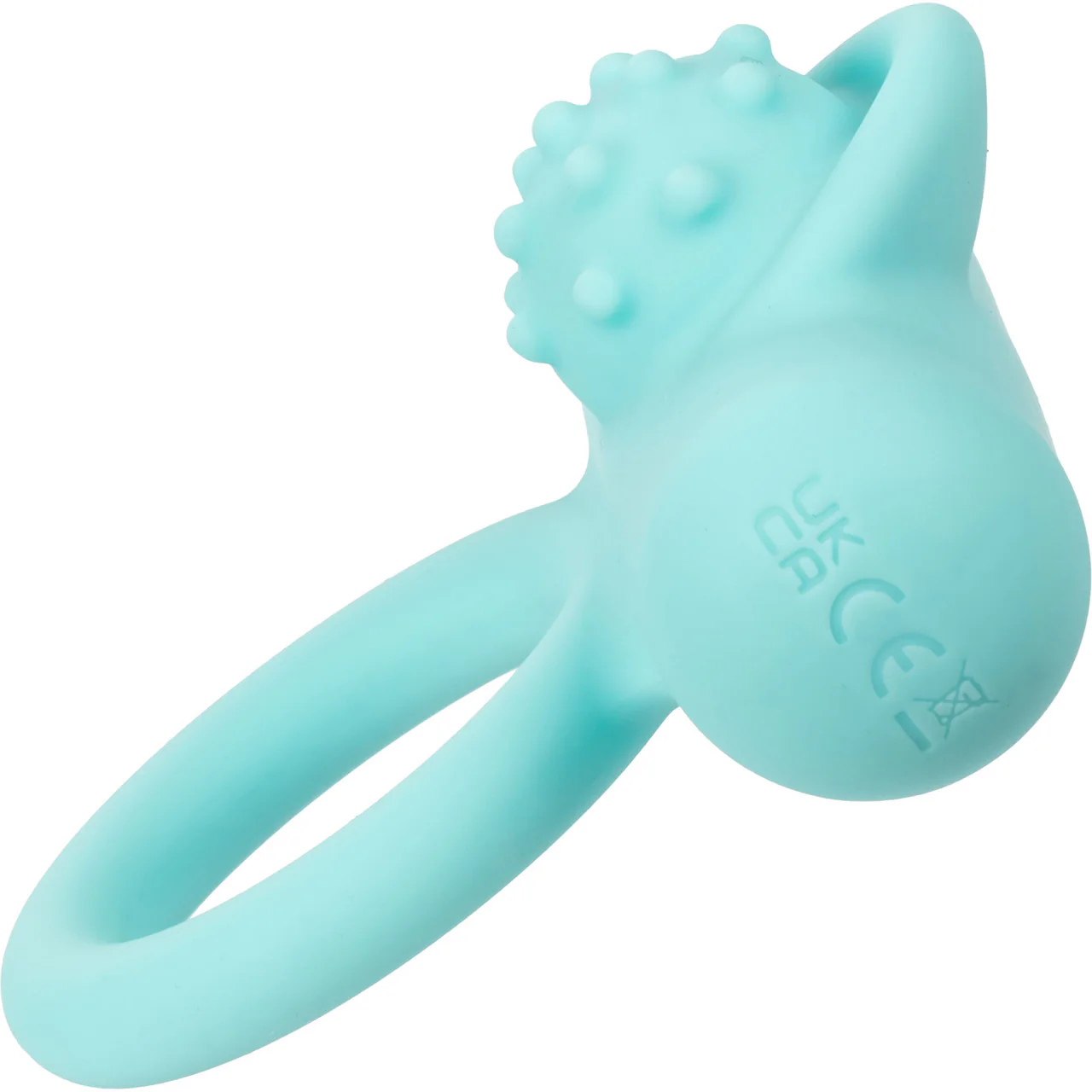 Silicone Rechargeable Nubby Lover's Delight Vibrating Cock Ring By CalExotics - Teal - Image 9